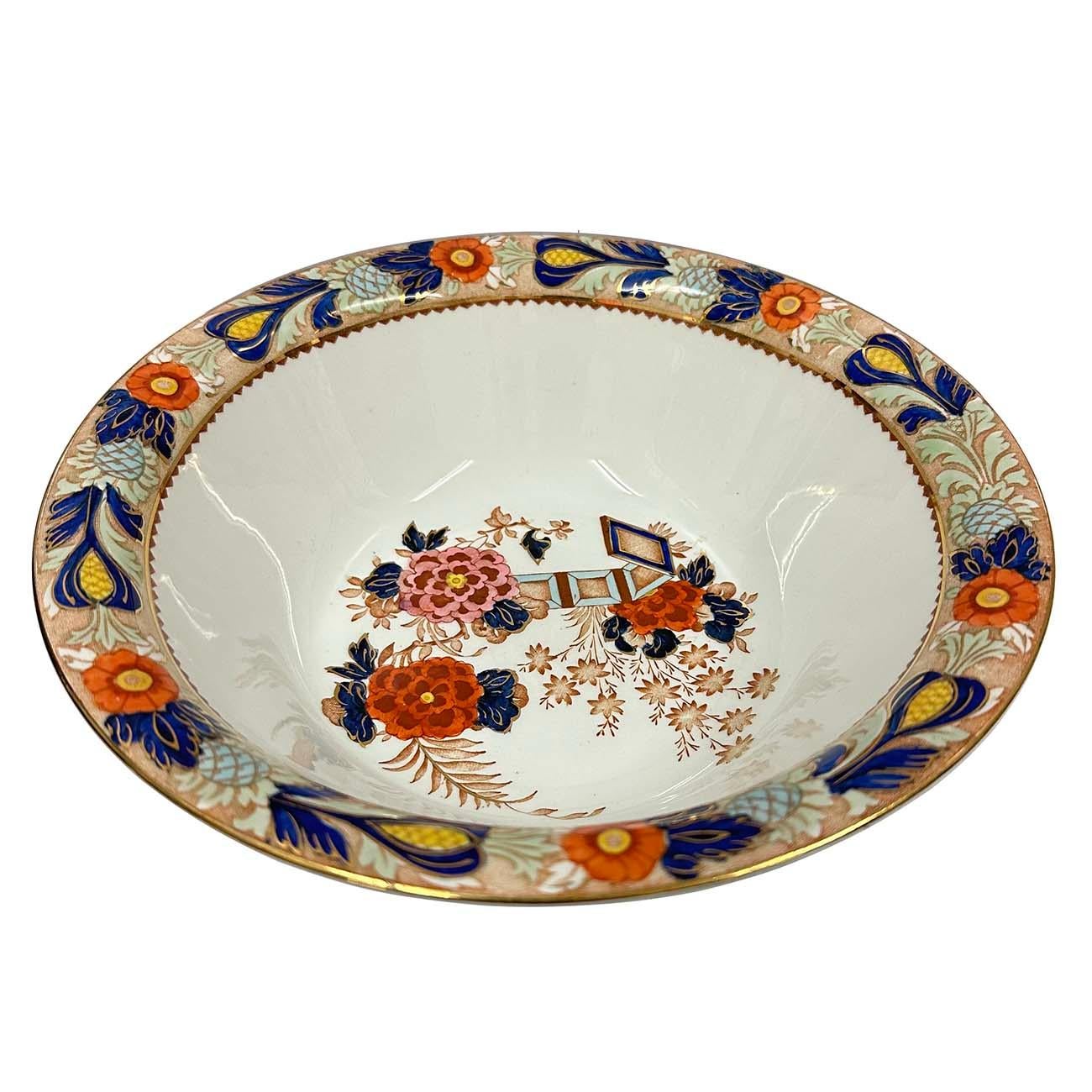 Antike große Obst-/Servierschale aus Wincanton in Blau und Rost, Holzware (Britisch) im Angebot