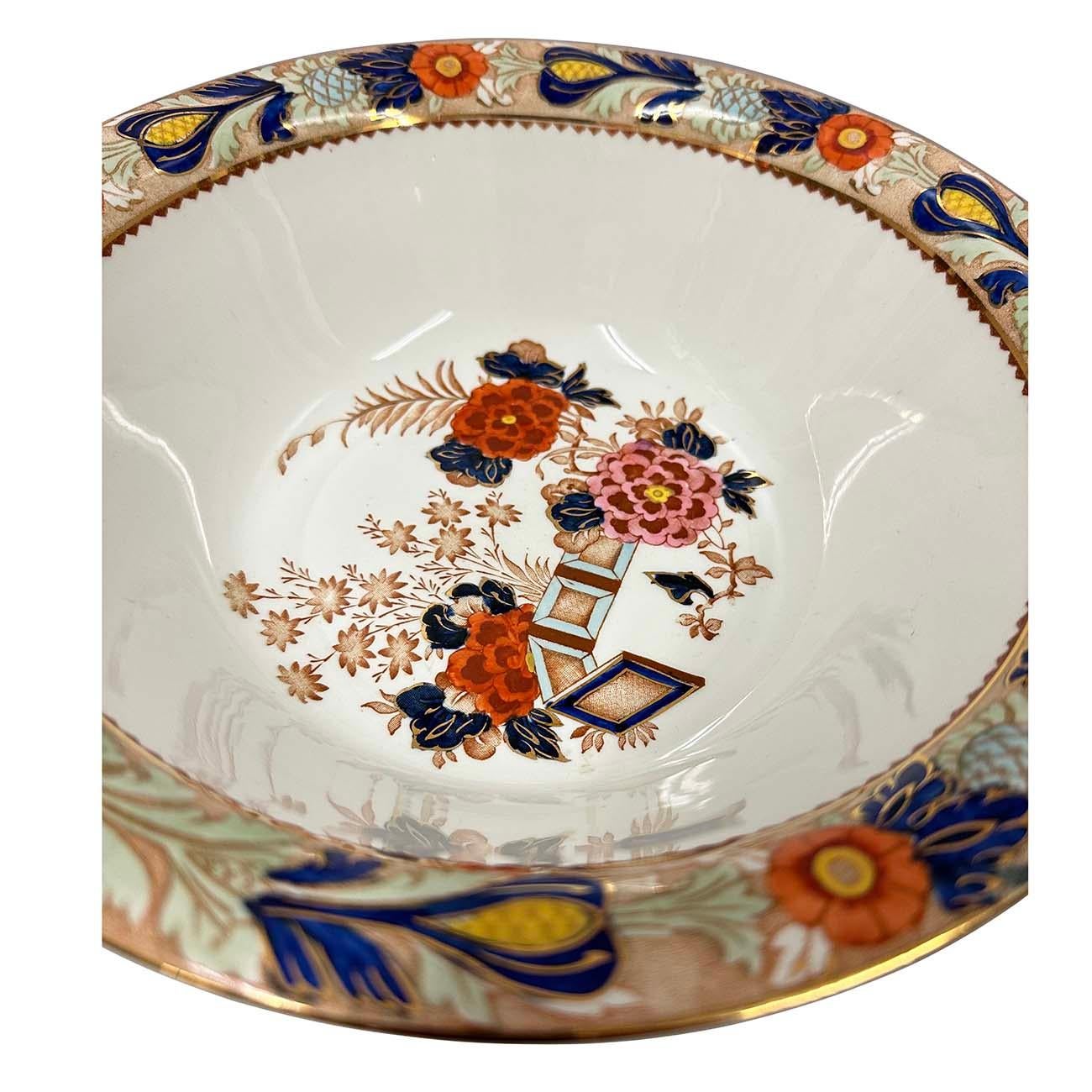 Antike große Obst-/Servierschale aus Wincanton in Blau und Rost, Holzware (19. Jahrhundert) im Angebot