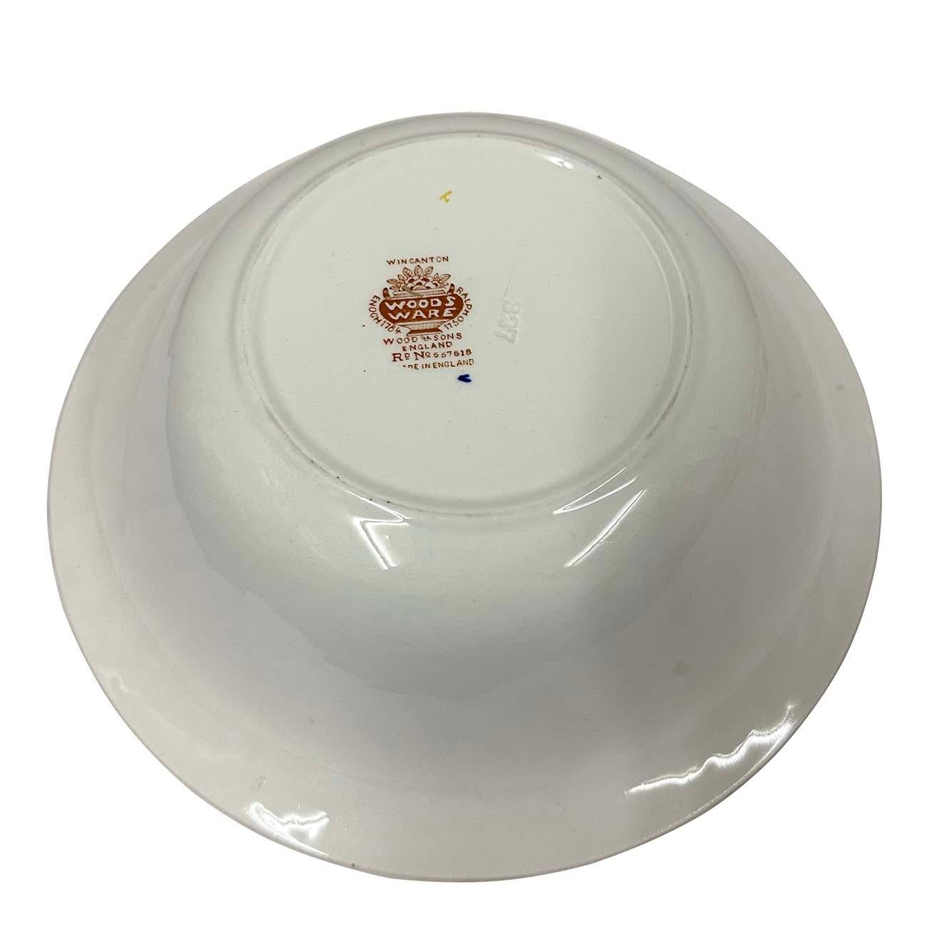 Antike große Obst-/Servierschale aus Wincanton in Blau und Rost, Holzware im Angebot 1
