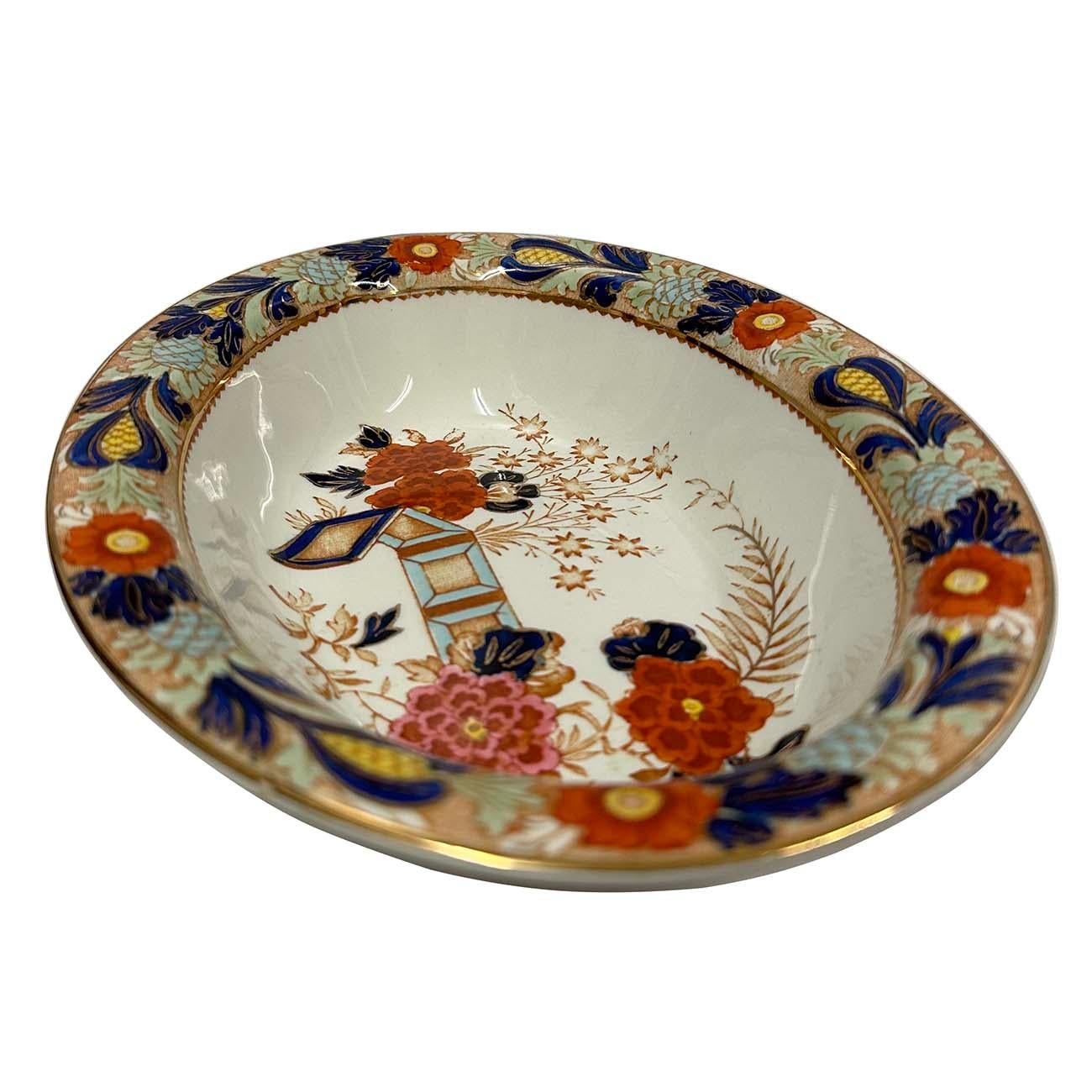 Vittoriano Antica ciotola ovale per verdure e piatti da portata Wood Ware Wincanton blu e ruggine in vendita