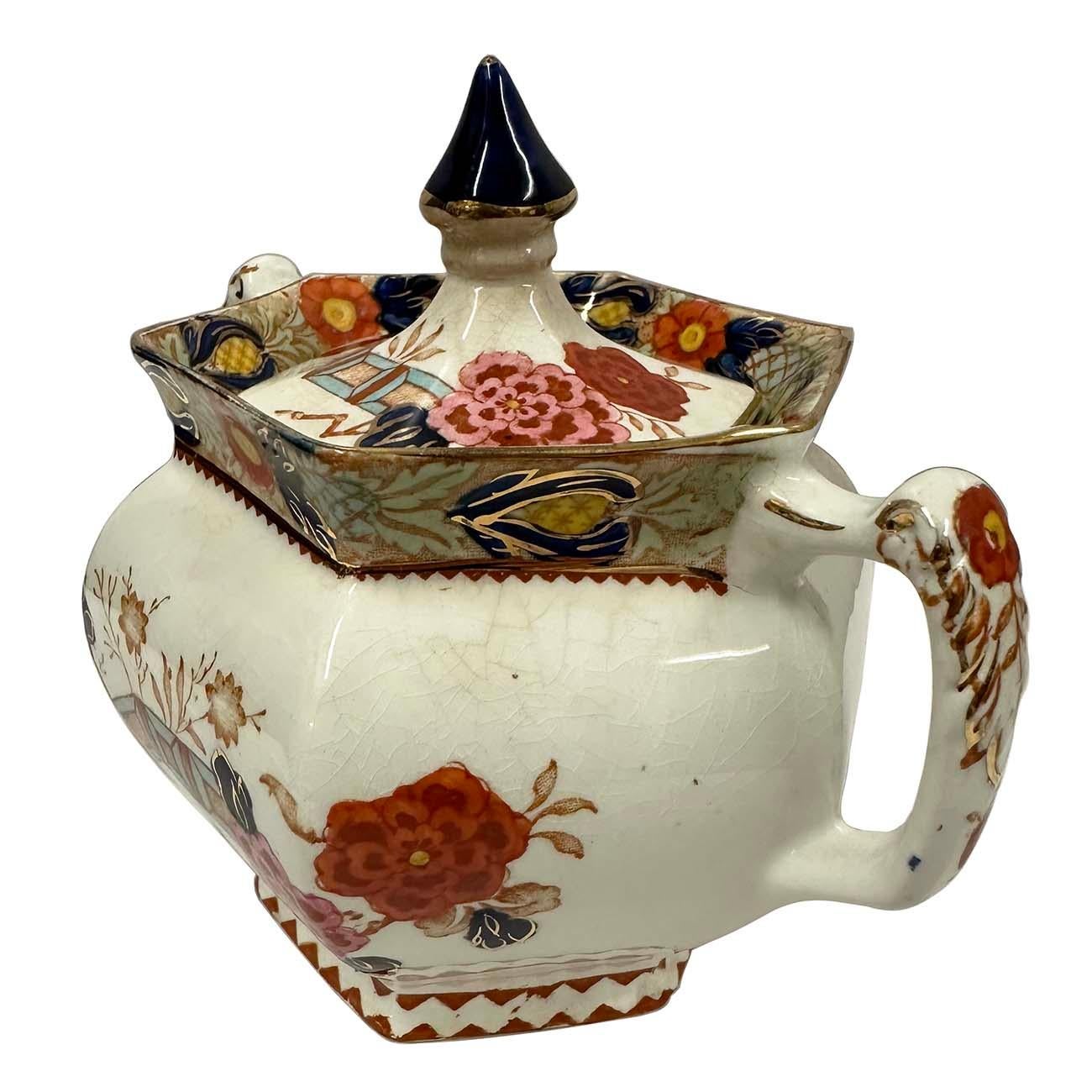 Antique Woods Ware Wincanton Hand painted Porcelain Creamer and Sugar Bowl For Sale 4