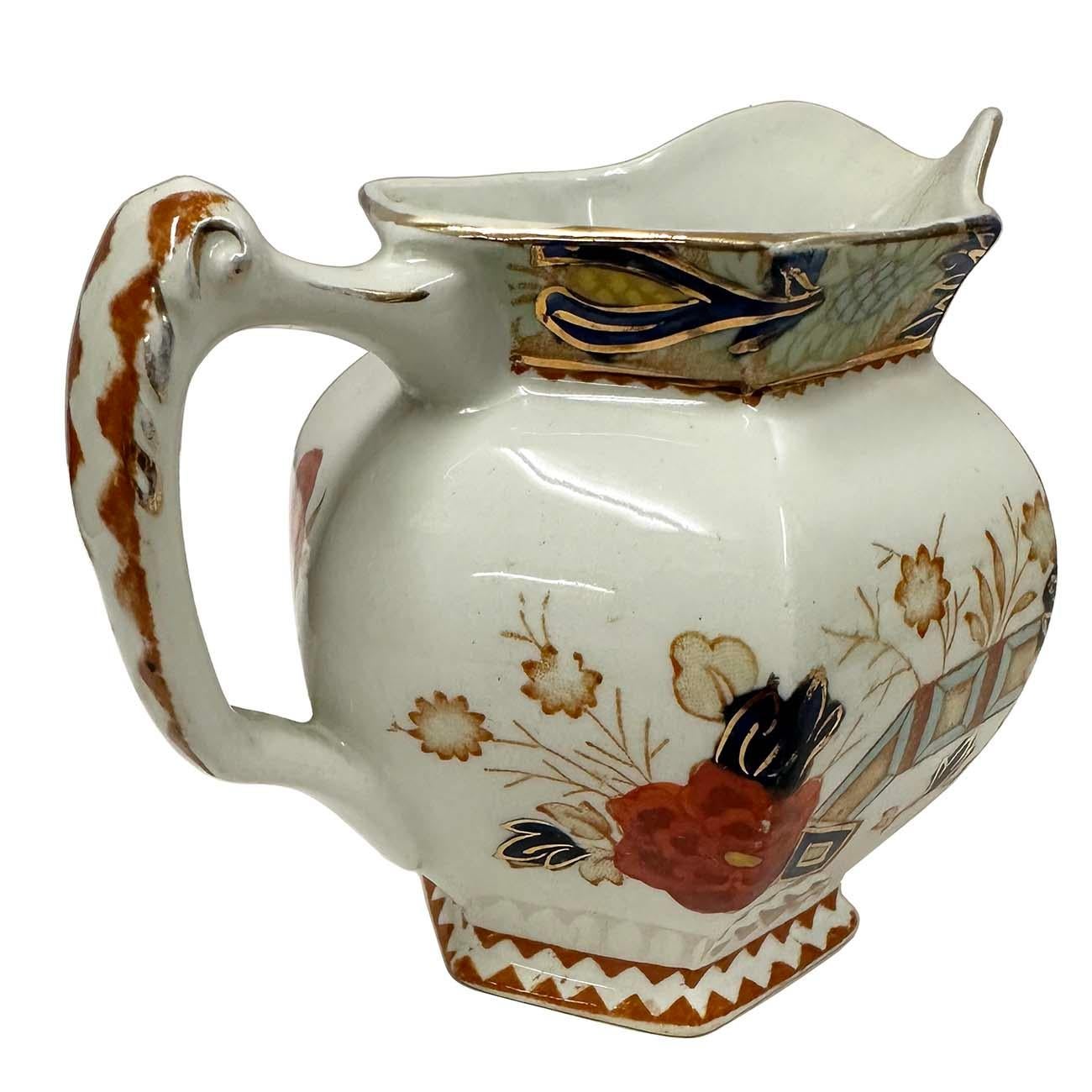 Antique Woods Ware Wincanton Hand painted Porcelain Creamer and Sugar Bowl In Good Condition For Sale In Pomona, CA