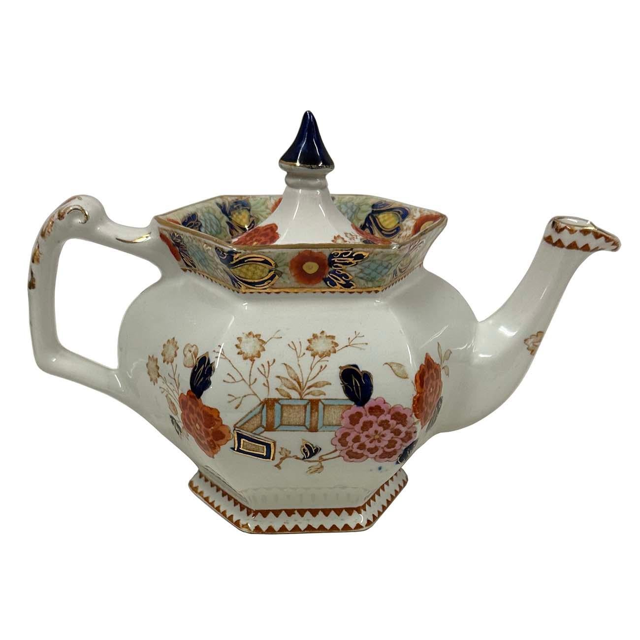 Antigua tetera de porcelana pintada a mano Woods Ware Wincanton Pintado a mano en venta