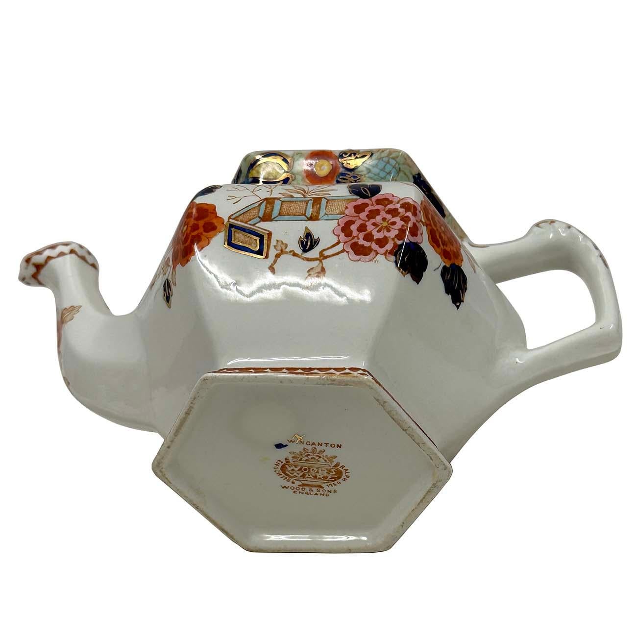 Antigua tetera de porcelana pintada a mano Woods Ware Wincanton en venta 1