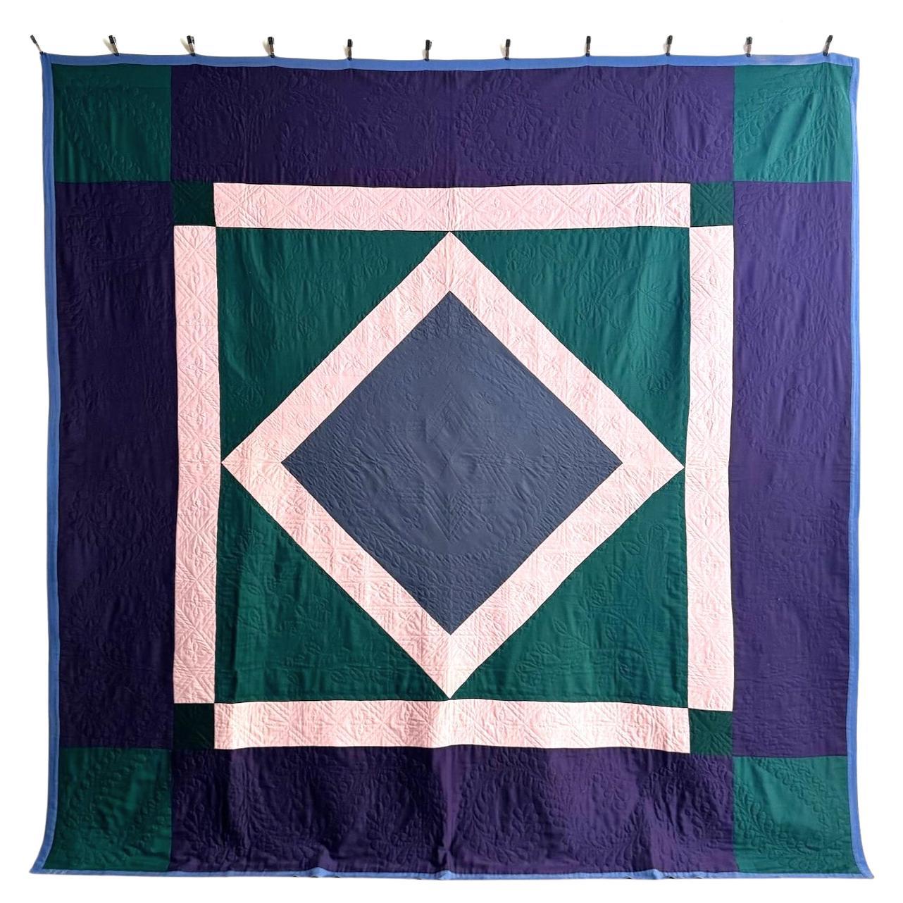 Antiquities Amish Quilts en laine avec un diamant dans un carré