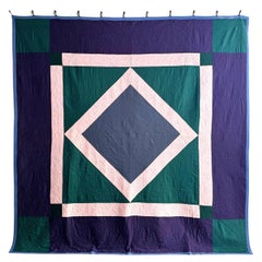 Vintage Wool Amish Diamond in A Square Quilt