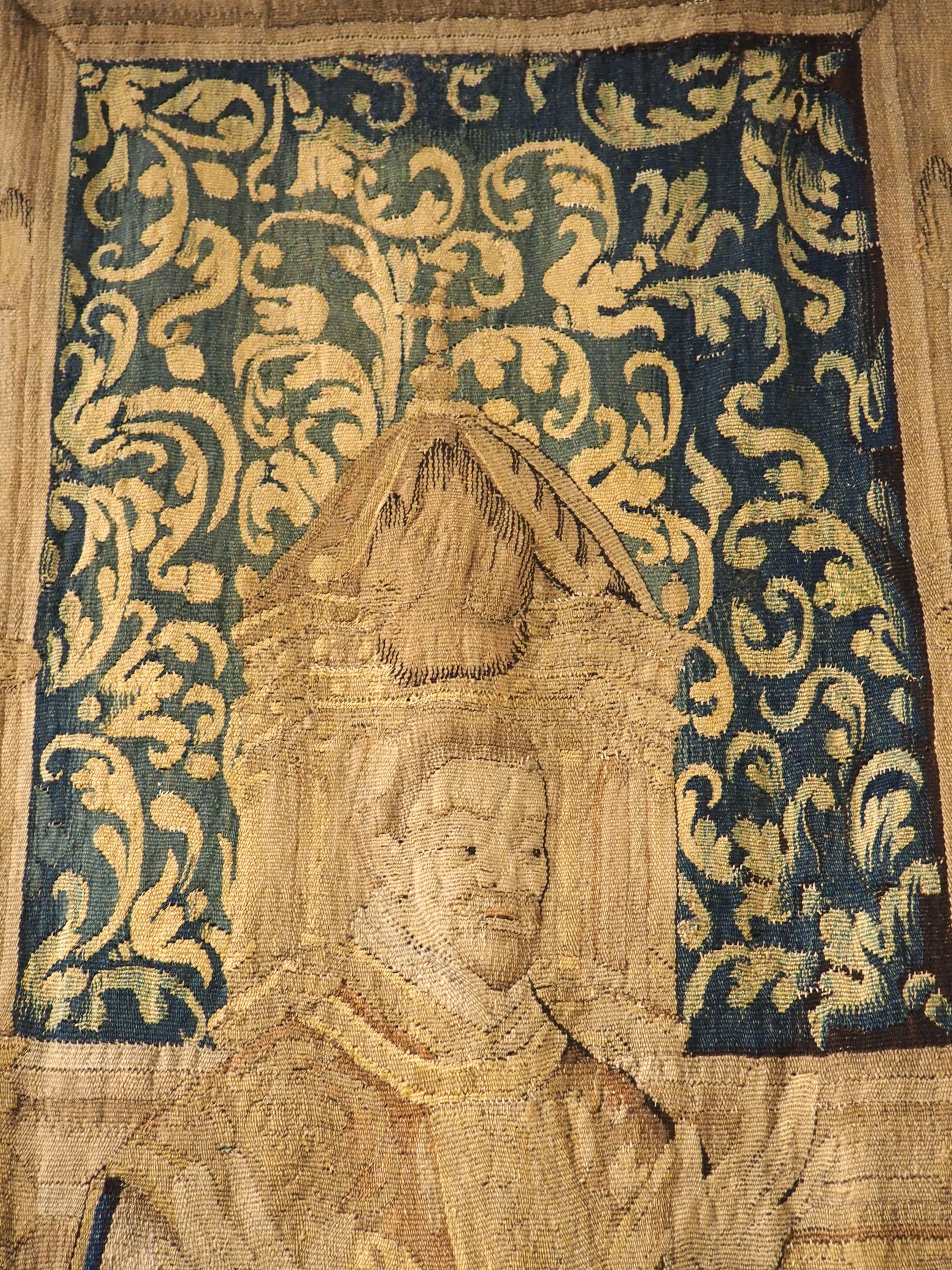 Antiker Wandteppich aus Wolle und Seide aus Brüssel, um 1650 im Angebot 1