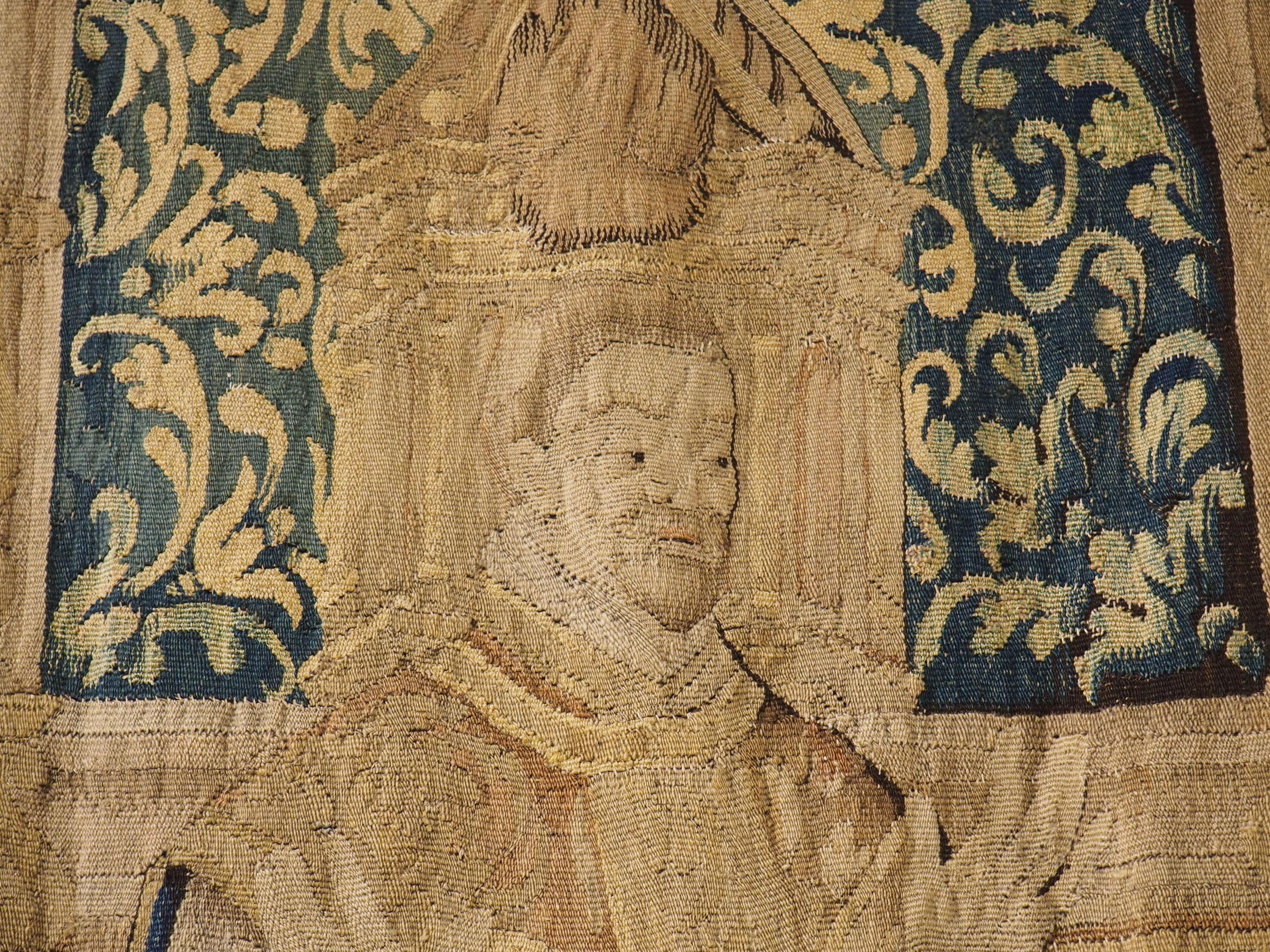 Antiker Wandteppich aus Wolle und Seide aus Brüssel, um 1650 im Angebot 2