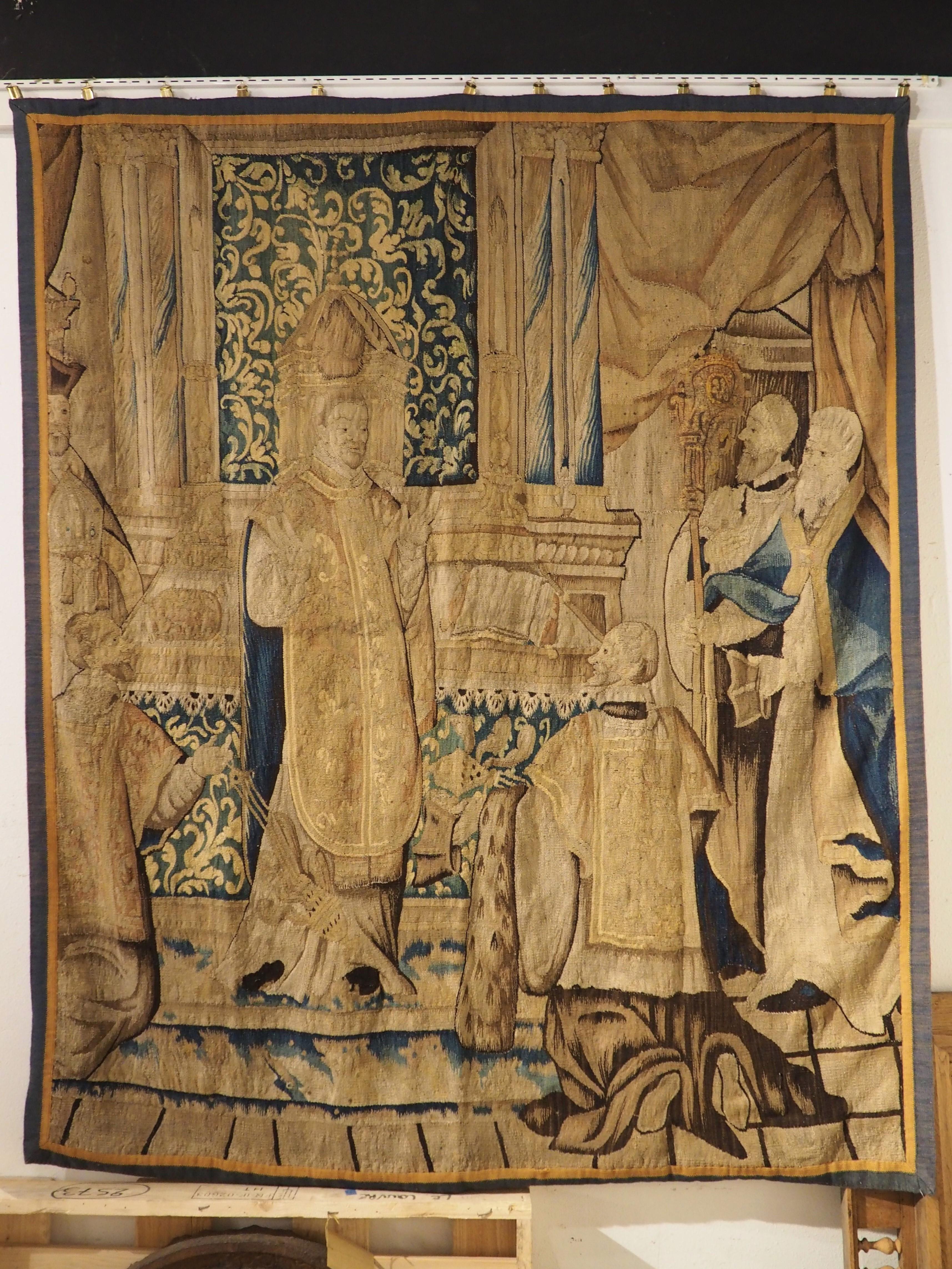 Antique Wool and Silk Tapestry from Brussels, Circa 1650 For Sale 10