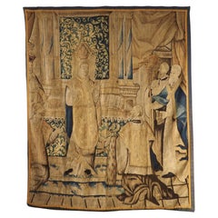 Tapiz antiguo de lana y seda de Bruselas, circa 1650