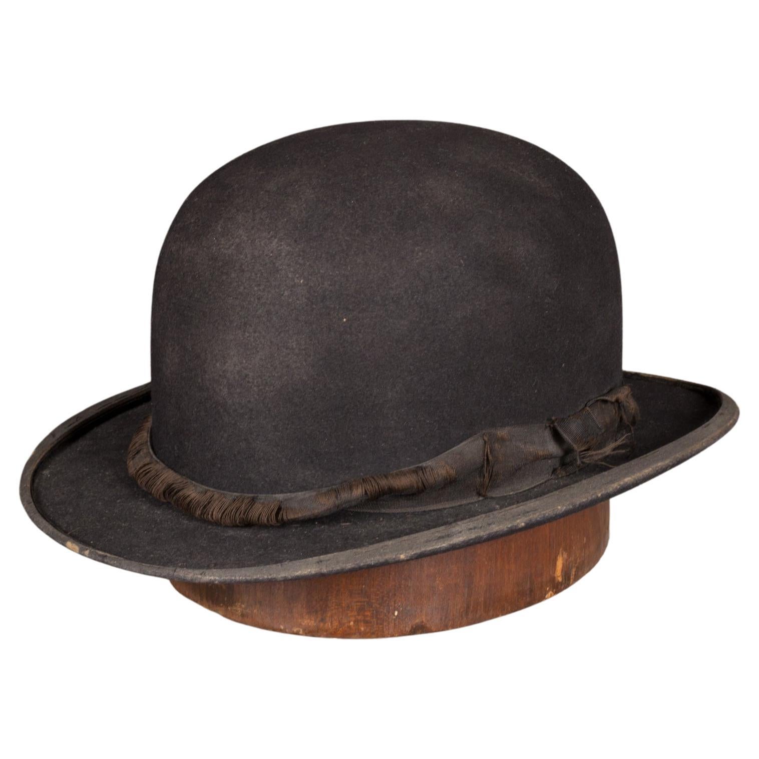 Antique Wool Bowler Hat c.1920-1940  (FREE SHIPPING) For Sale
