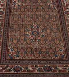 Antique Wool Camel-brown Floral Persian Serab Runner