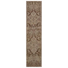 Antique Wool Chocolate-Brown Traditional Floral Vine Caucasus Runner