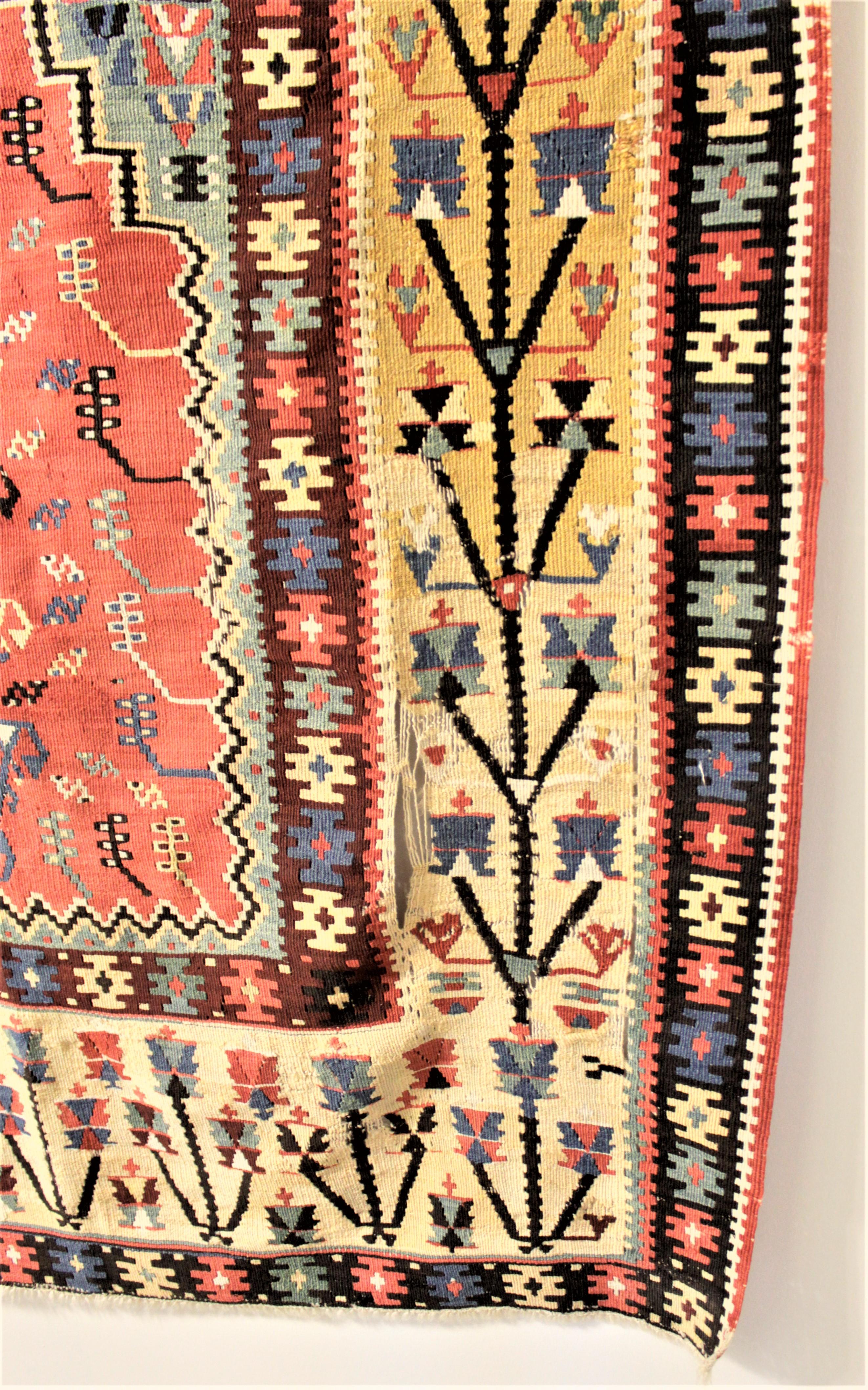 Antiker Flach gewebter türkischer Gebetsteppich oder Wandteppich aus Wolle (18. Jahrhundert) im Angebot