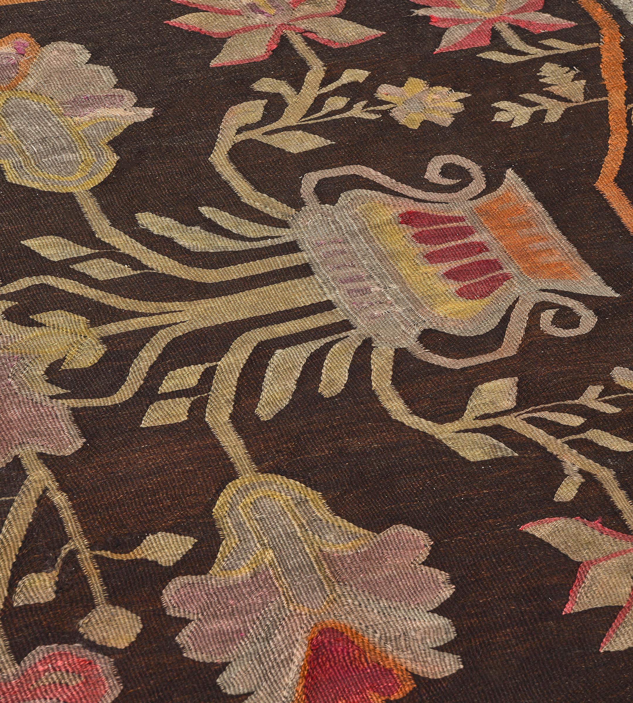 Antique Wool Floral Bessarabian Rug from Romania In Good Condition For Sale In West Hollywood, CA