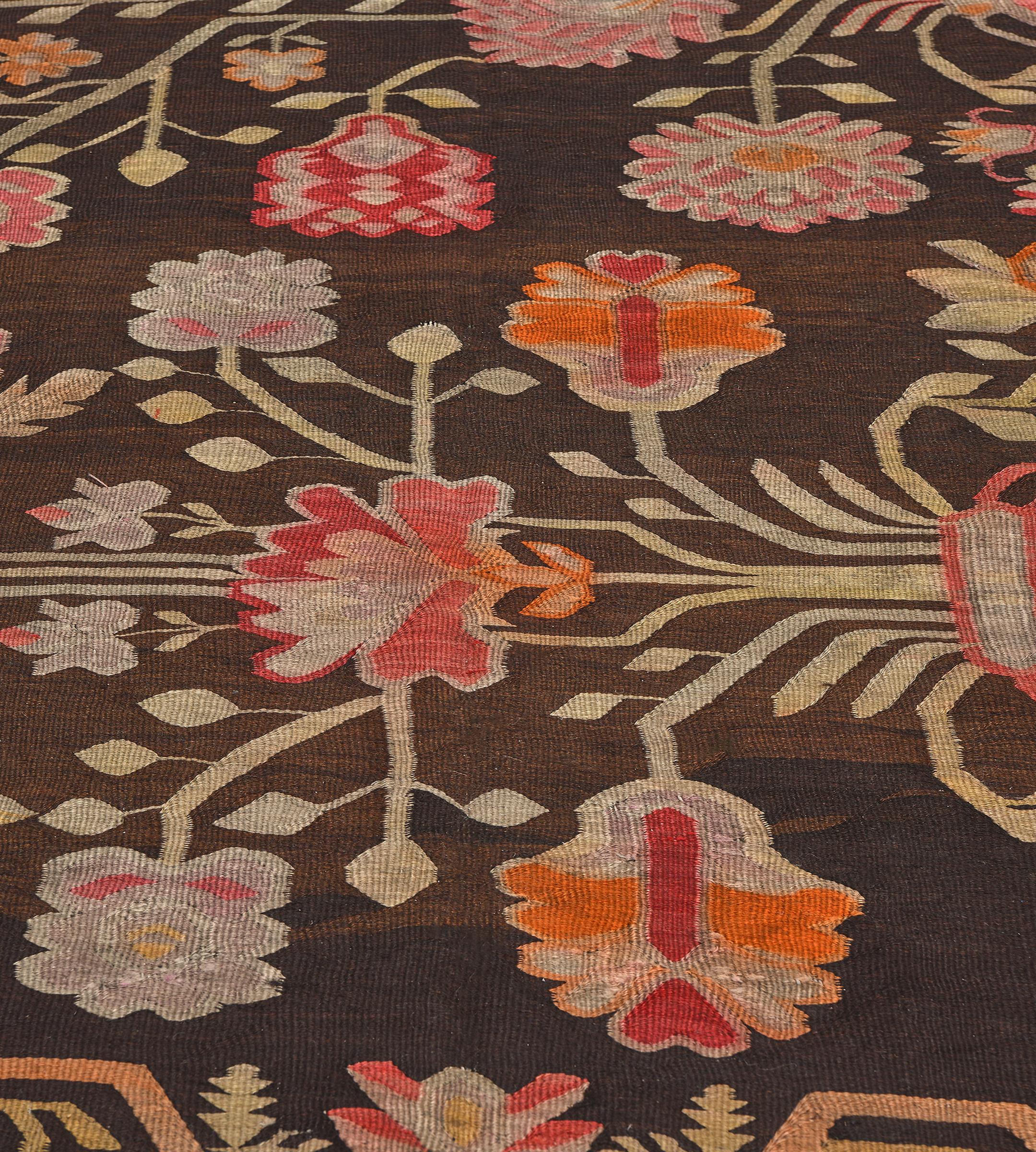 Antique Wool Floral Bessarabian Rug from Romania For Sale 2