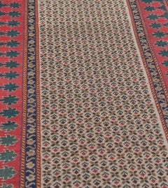 Antique Wool Floral Caucasian Runner with Bold Border