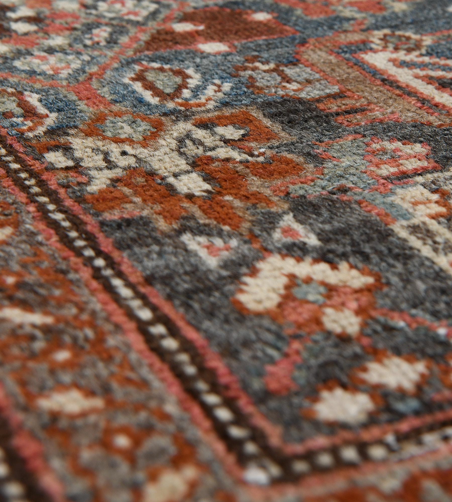 Hand-Knotted Antique Wool Floral Persian Malayer Rug For Sale