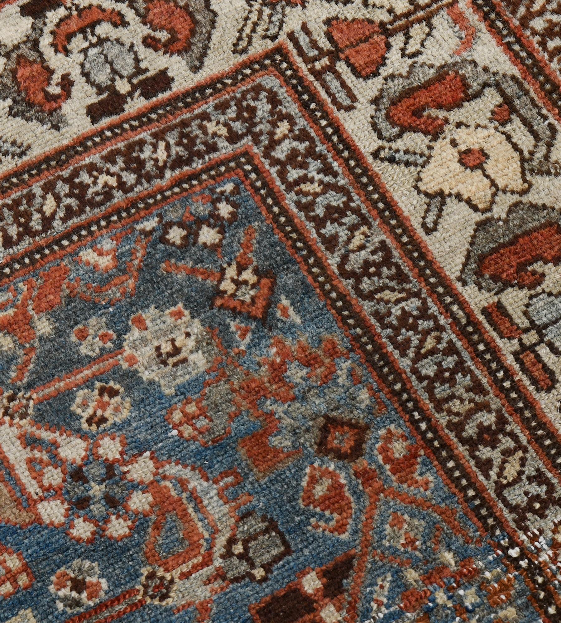 Antique Wool Floral Persian Malayer Rug For Sale 3