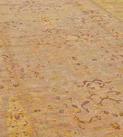 Antique Wool Hand-Woven Floral Anatolian Oushak Rug 10'6"x17'5"