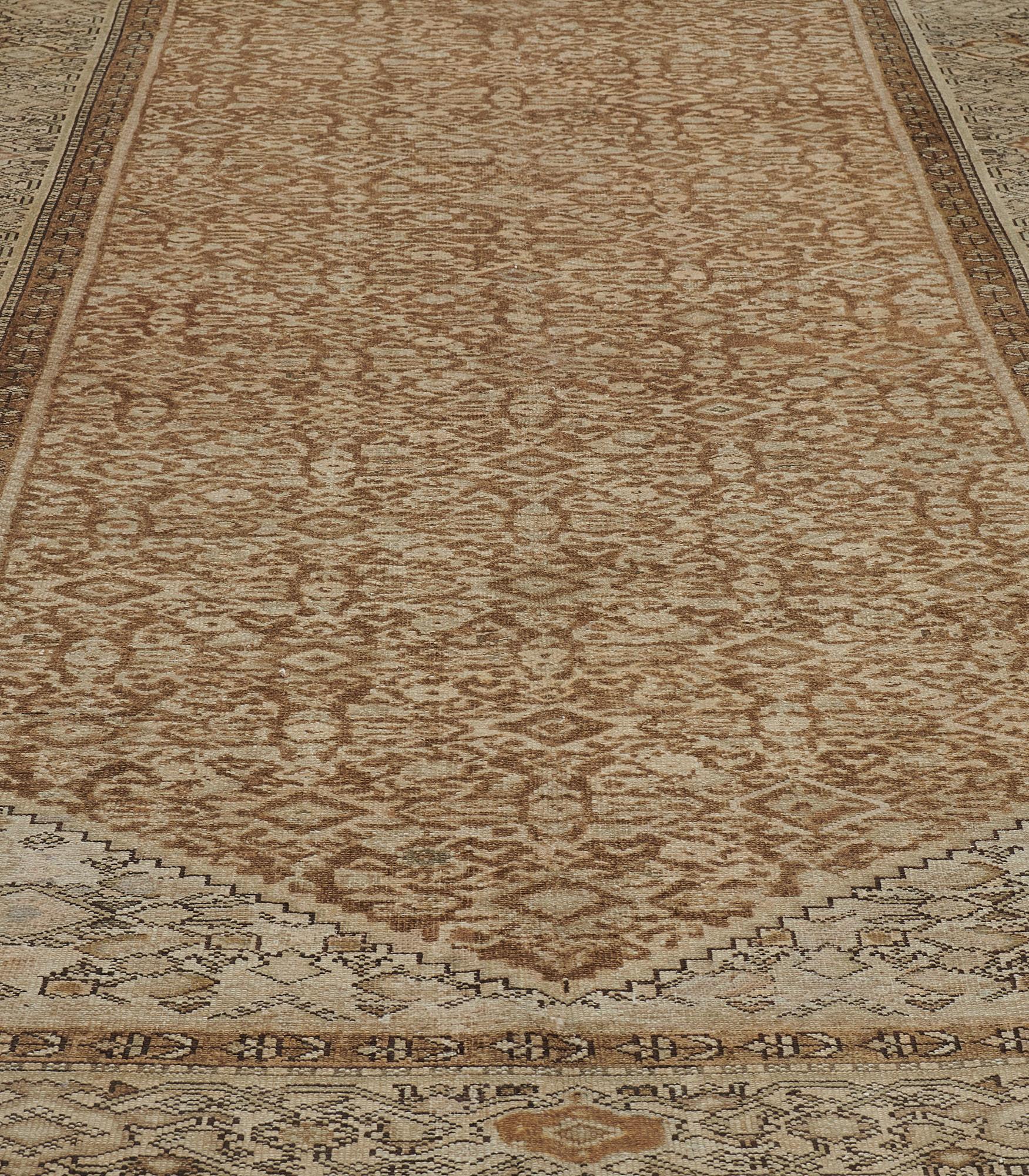 Hand-Knotted Antique Wool Handwoven Persian Malayer Rug For Sale