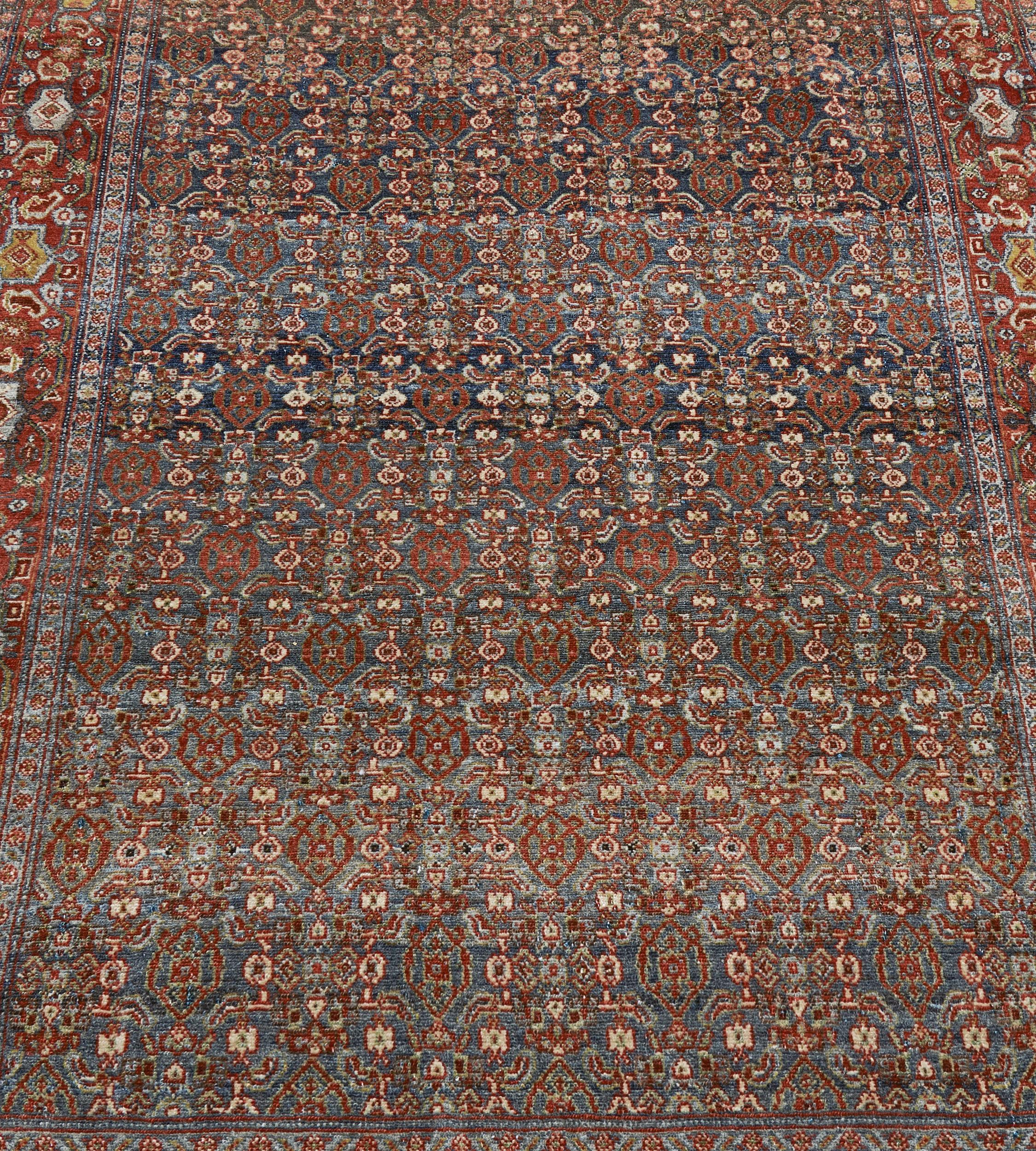 Antique Wool Herati-Pattern Senah Runner In Good Condition For Sale In West Hollywood, CA