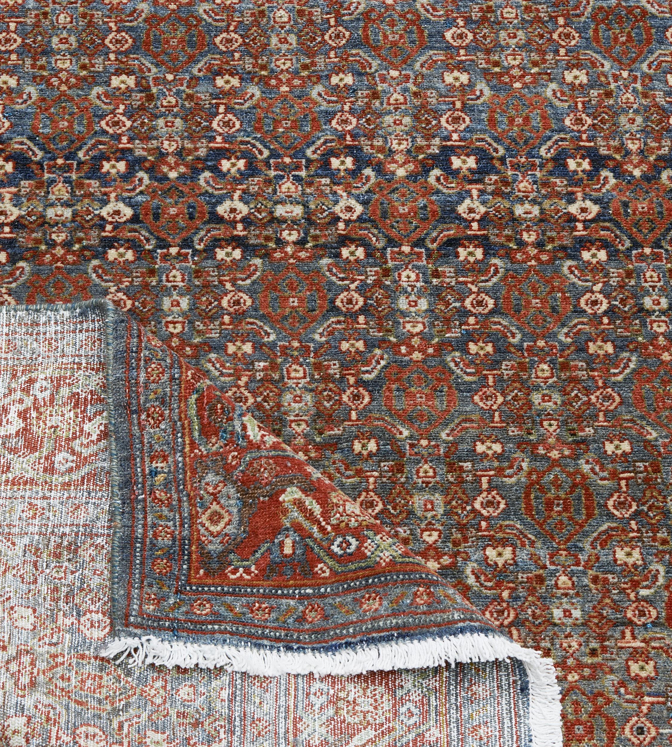 19th Century Antique Wool Herati-Pattern Senah Runner For Sale