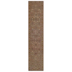 Antique Wool Pistacio-Green Floral Herati-Pattern Karabagh Runner