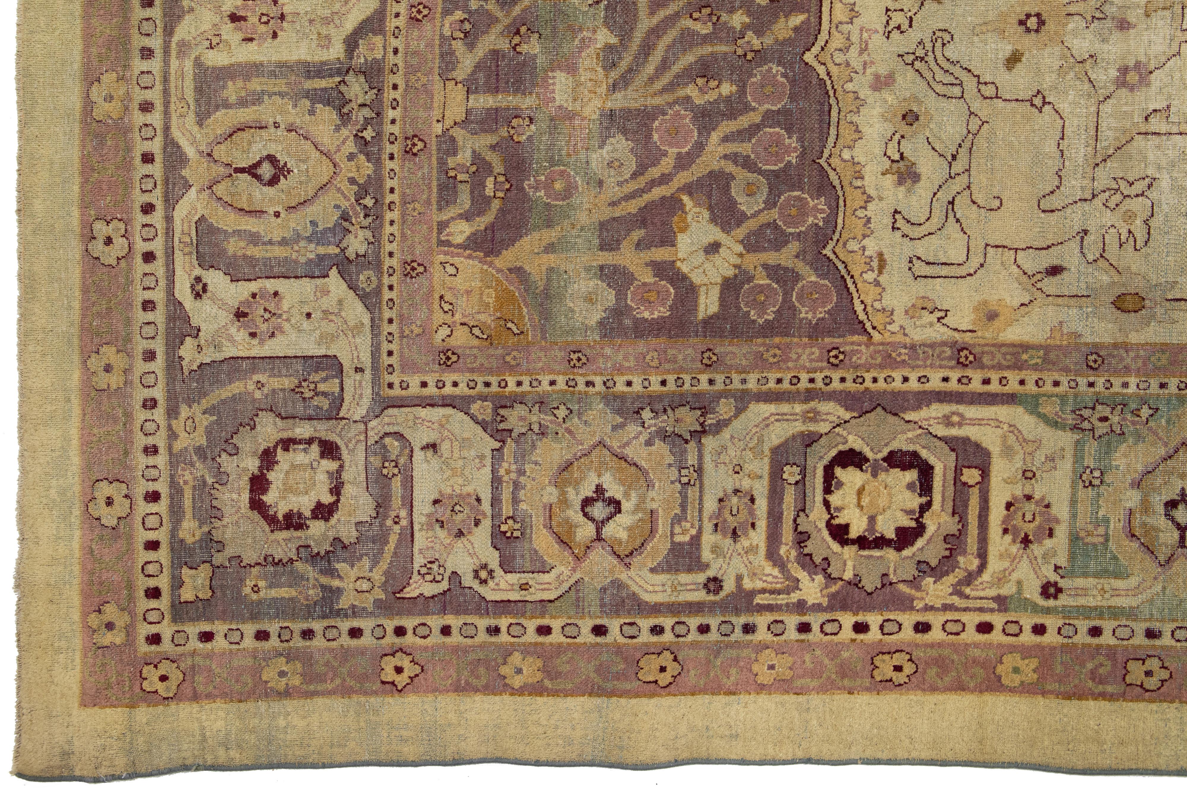 Antiker Wollteppich  Agra aus den 1890er Jahren mit Medaillon-Design (Wolle) im Angebot