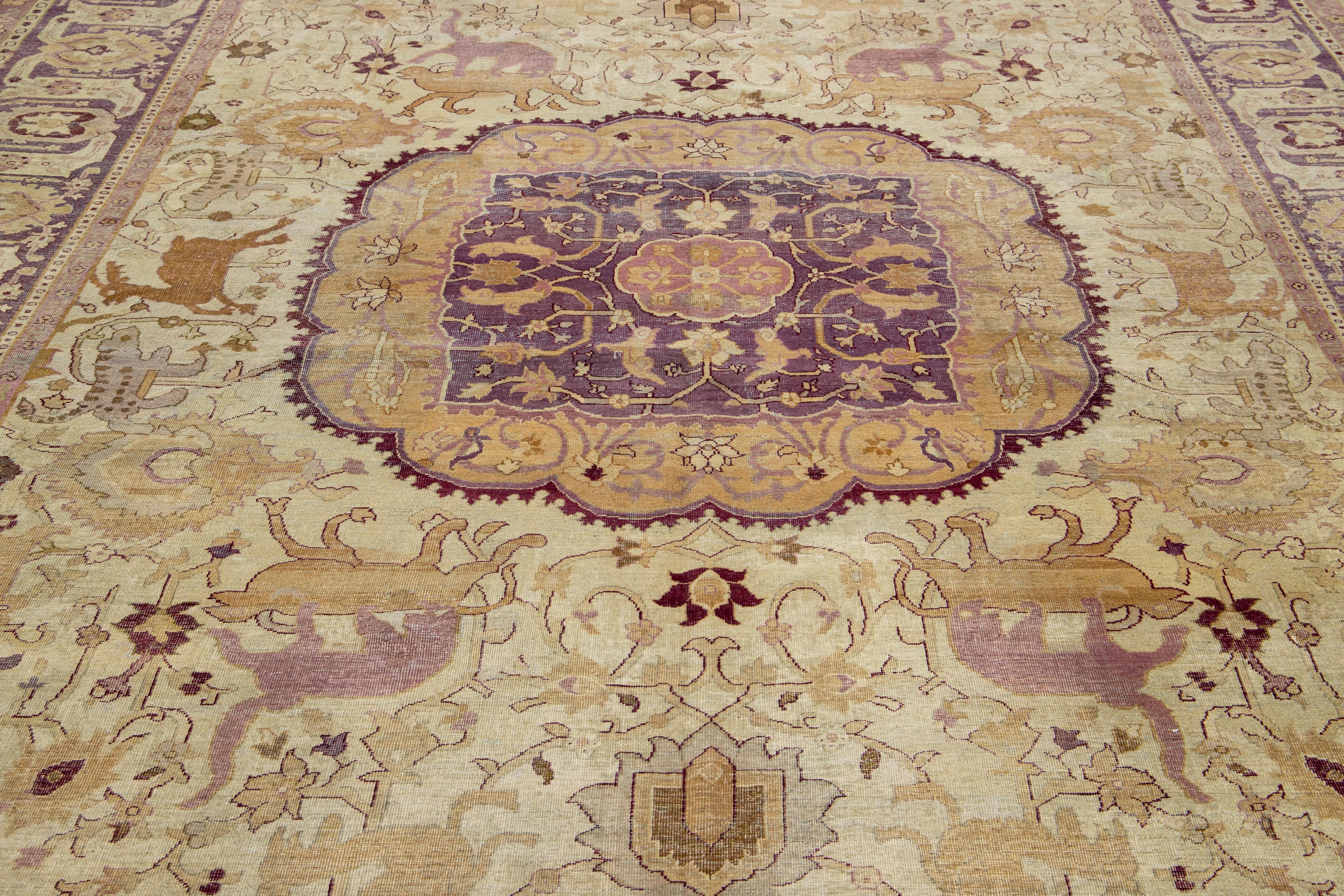 Antiker Wollteppich  Agra aus den 1890er Jahren mit Medaillon-Design im Angebot 2