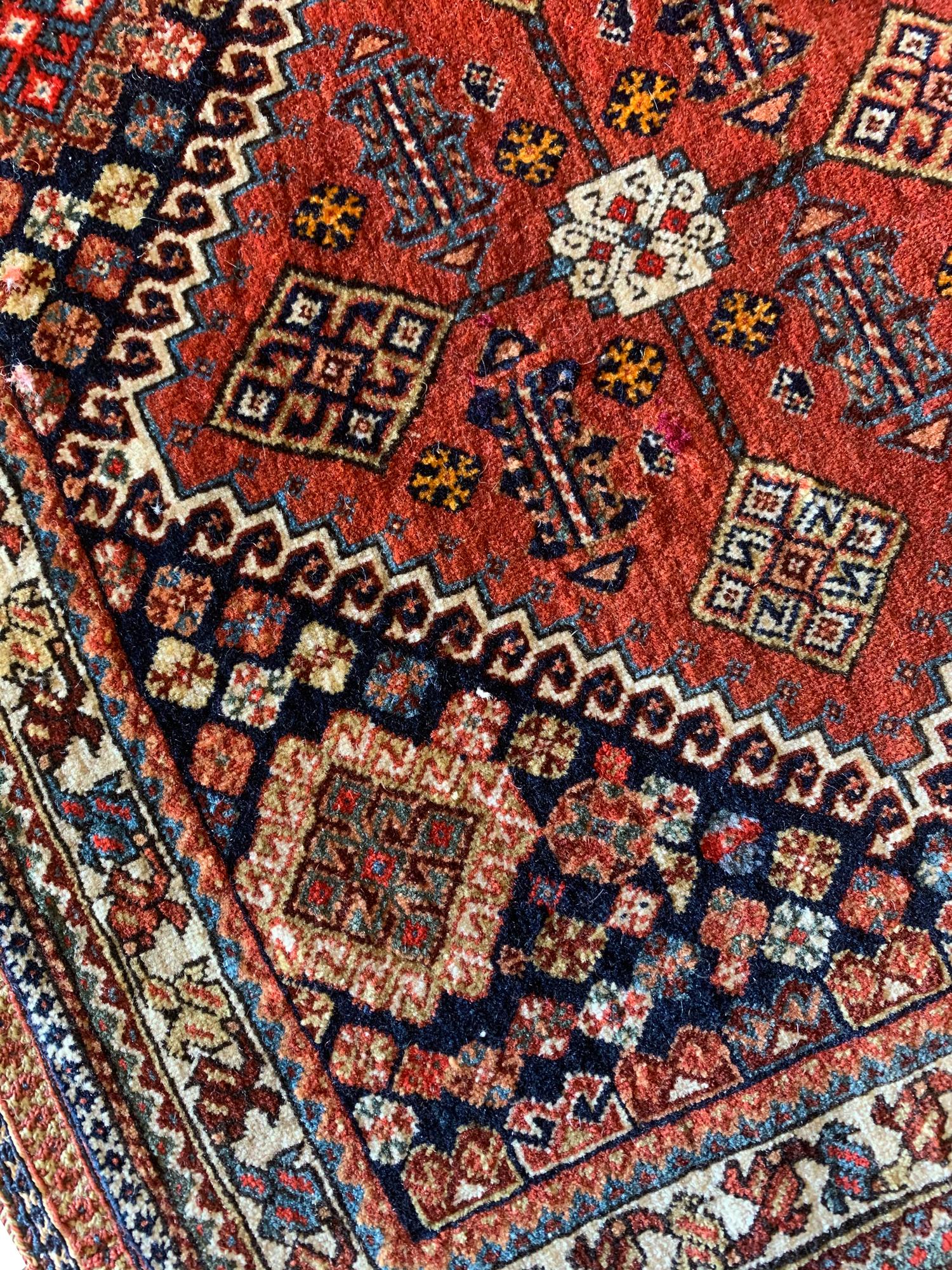 Azerbaijani Antique Wool Saddle Bag Face, Khorjin Rug Caucasian Azerbaijan Carpet For Sale