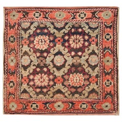 Antique Wool, Silk and Cotton Indian Agra Rug. 2 ft 3 in x 2 ft 3 in