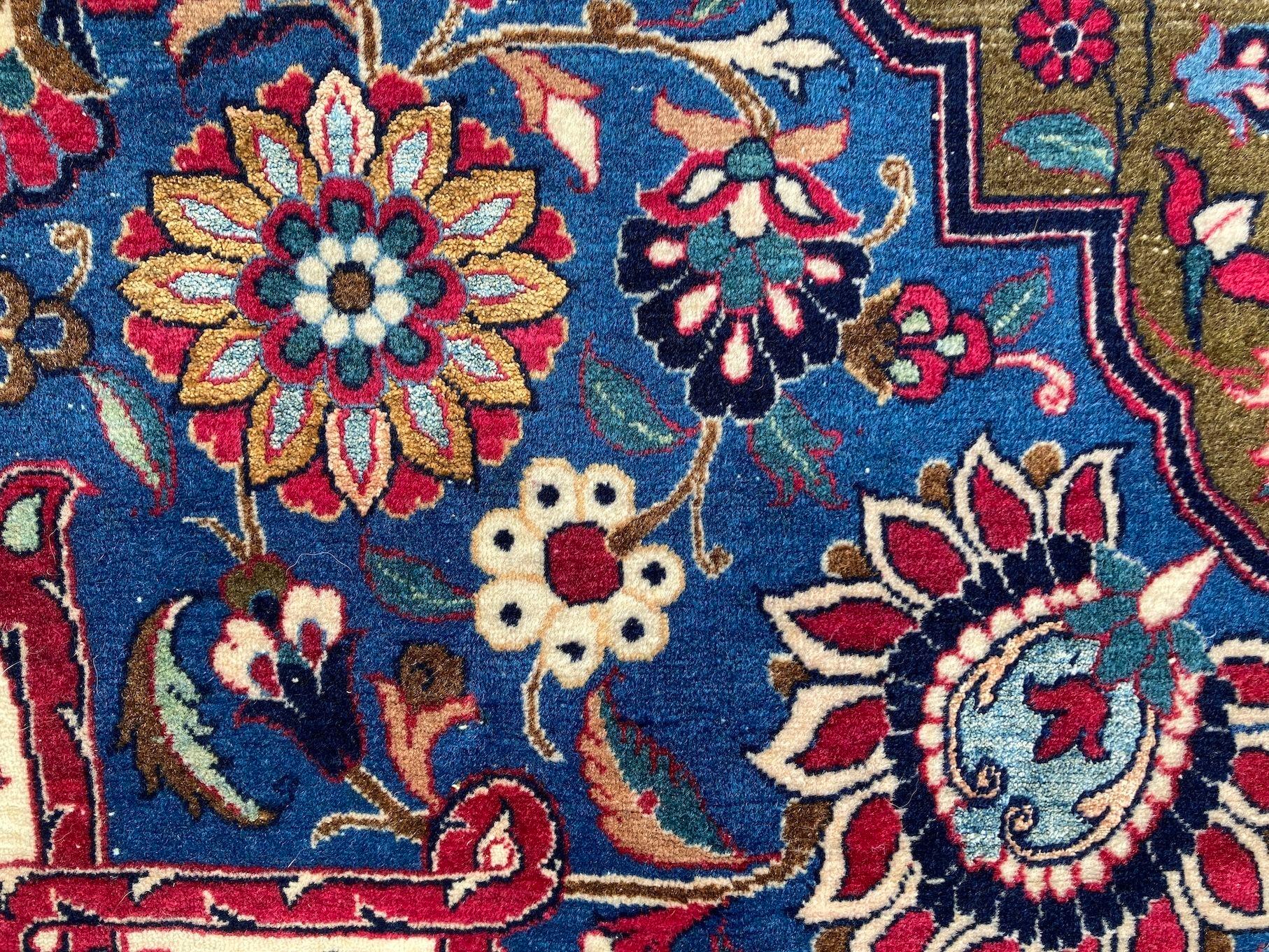 Antiker Isfahan-Teppich aus Wolle und Seide 3,43 m x 2,33 m im Angebot 10