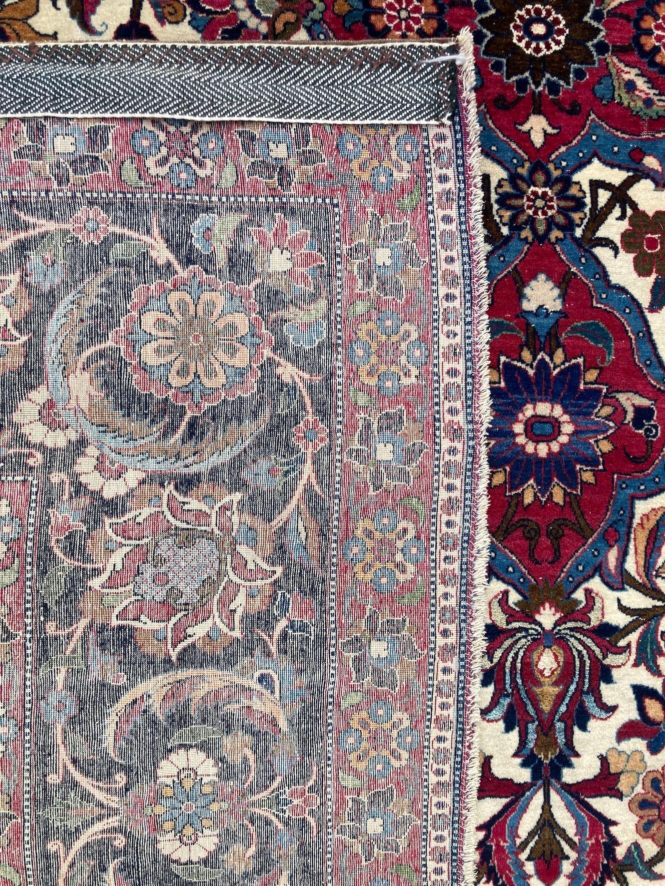 Antique Wool & Silk Isfahan Carpet 3.43m x 2.33m For Sale 14