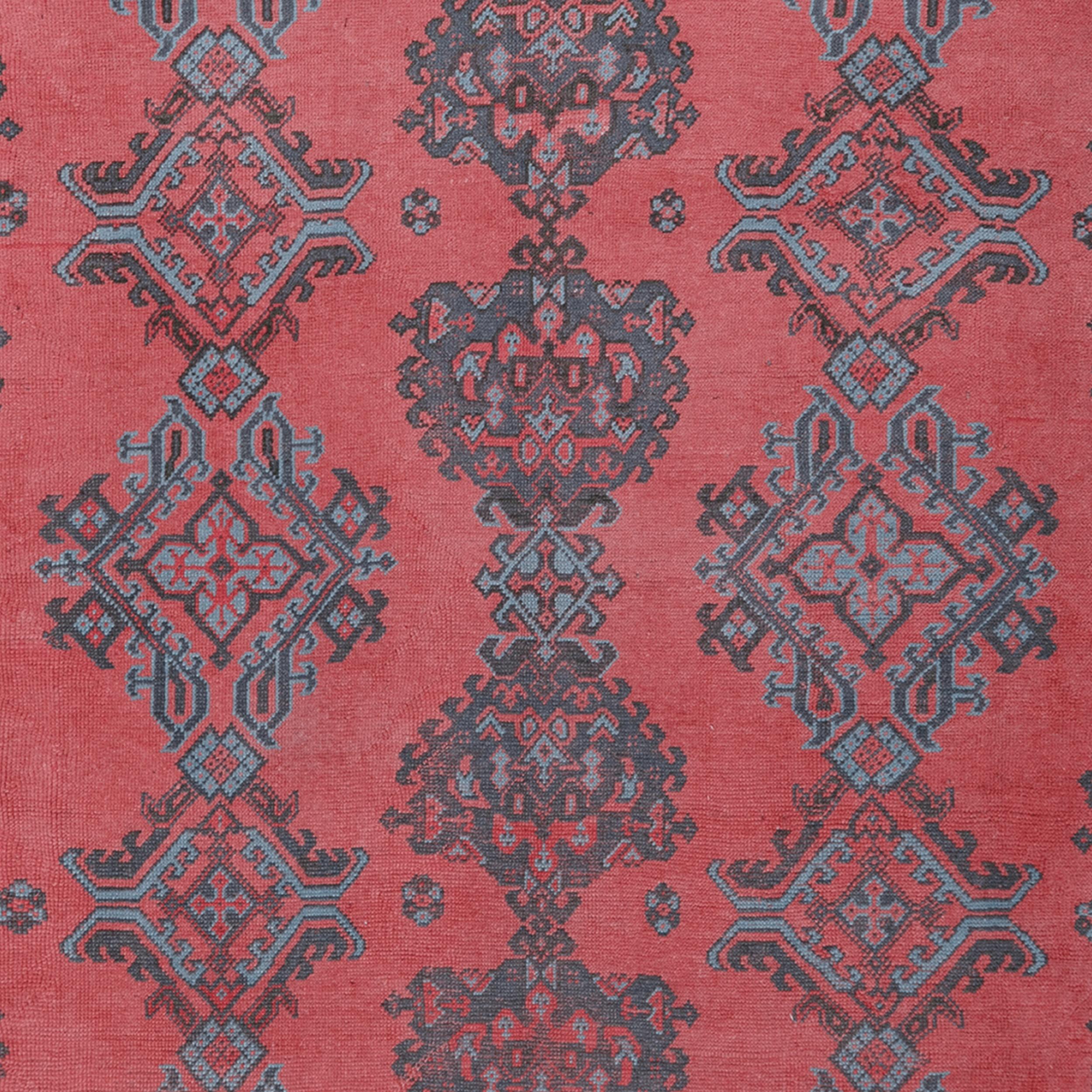 Hand-Knotted Antique Wool Ushak Carpet For Sale