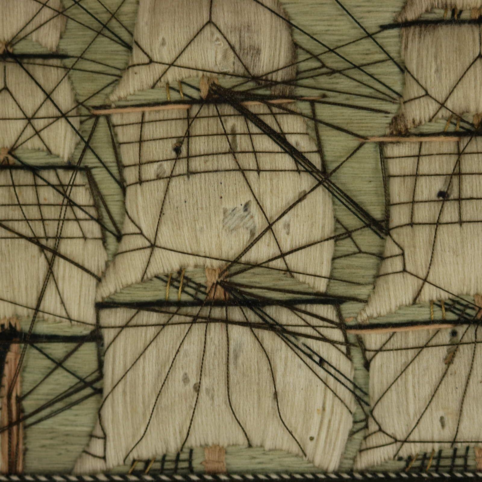 Antique Woolie Sailor's Woolwork Embroidery of a Ship For Sale 3