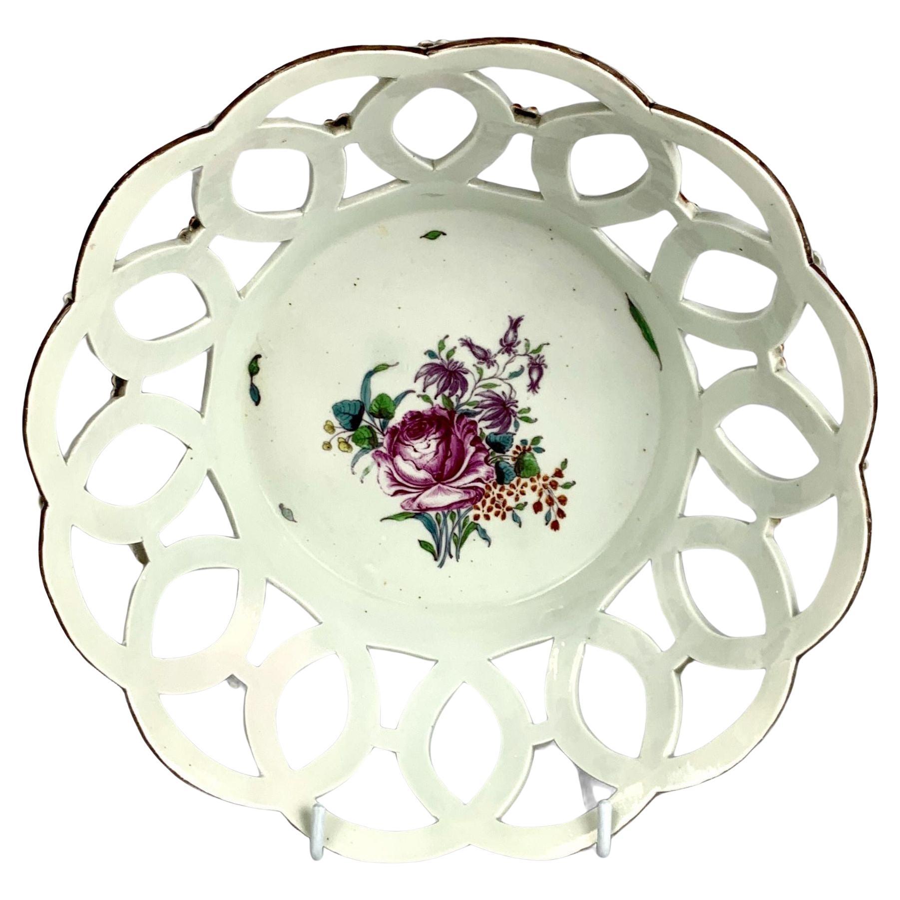Antique Worcester Porcelain Basket Dr. Wall First Period Circa 1770 England