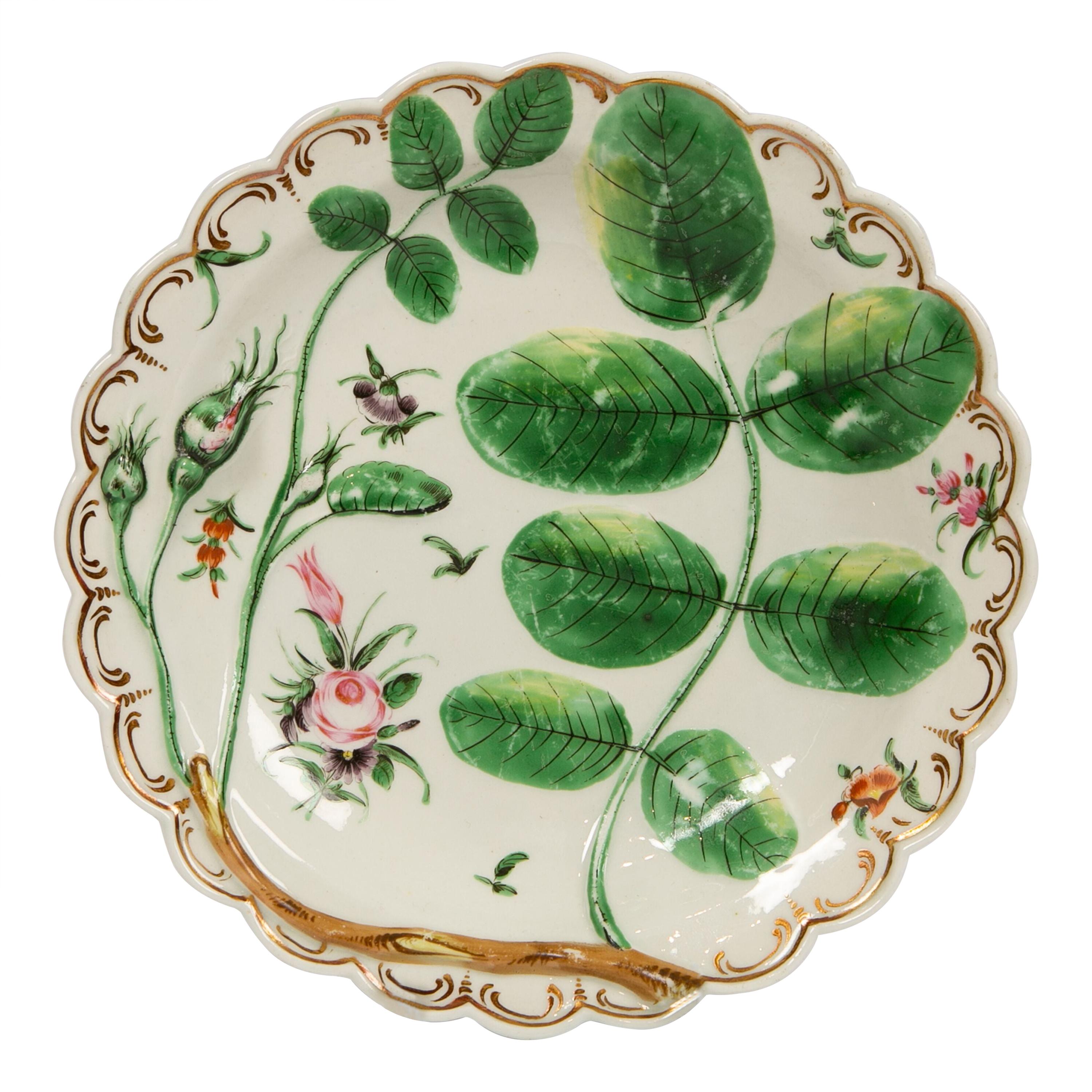 Antique Worcester Porcelain Blind Earl Pattern Dish Made, circa 1785
