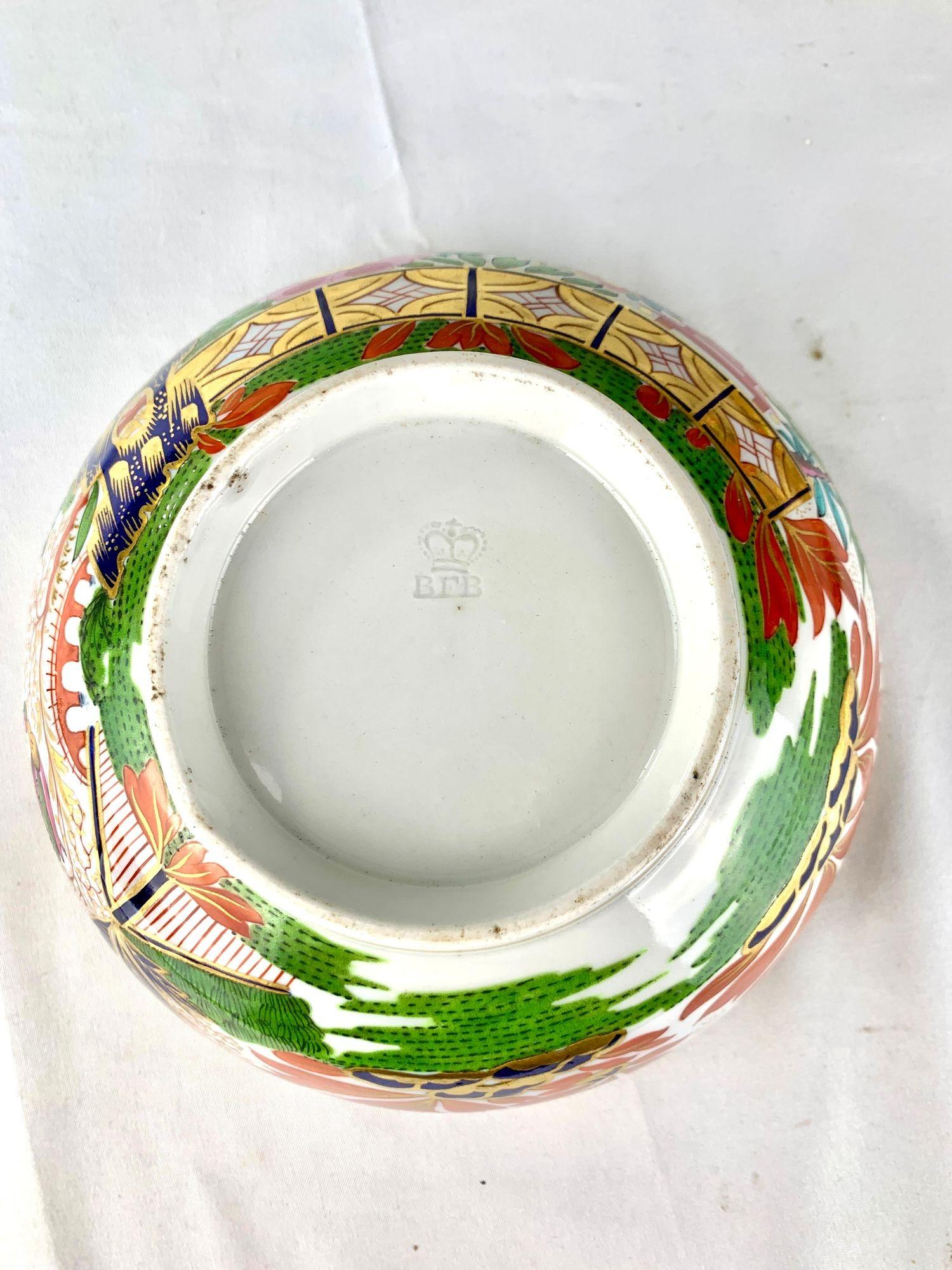 19th Century Antique Worcester Porcelain Bowl Fence Pattern English Imari Style C-1810 For Sale