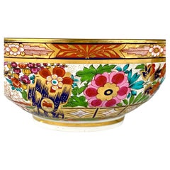 Antiguo Cuenco de Porcelana Worcester Estilo Imari Inglés C-1810