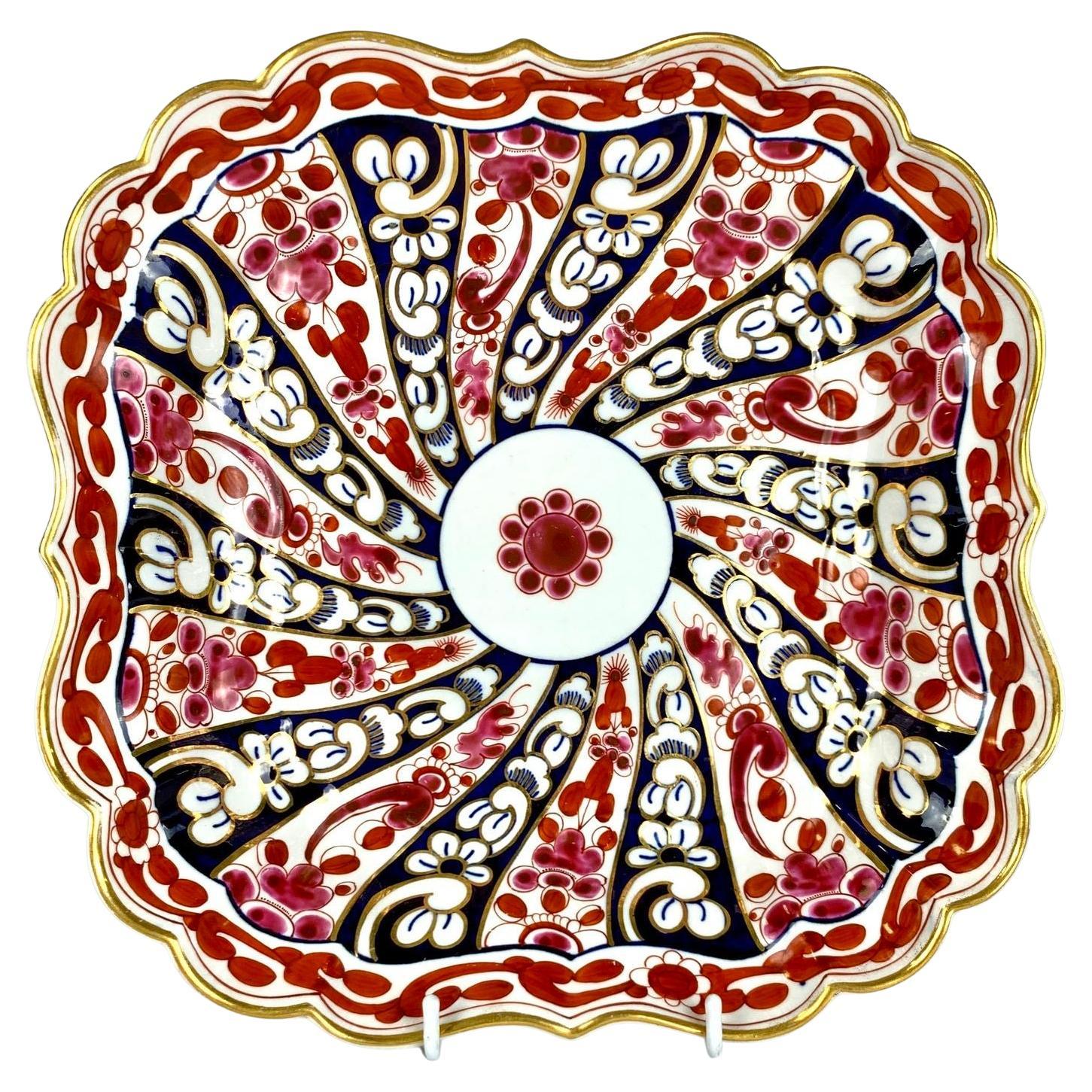 Antiguo Plato de Porcelana Worcester con Diseño de la Reina Carlota Inglaterra Circa 1820