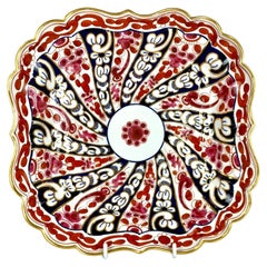 Antiguo Plato de Porcelana Worcester con Diseño de la Reina Carlota Inglaterra Circa 1820