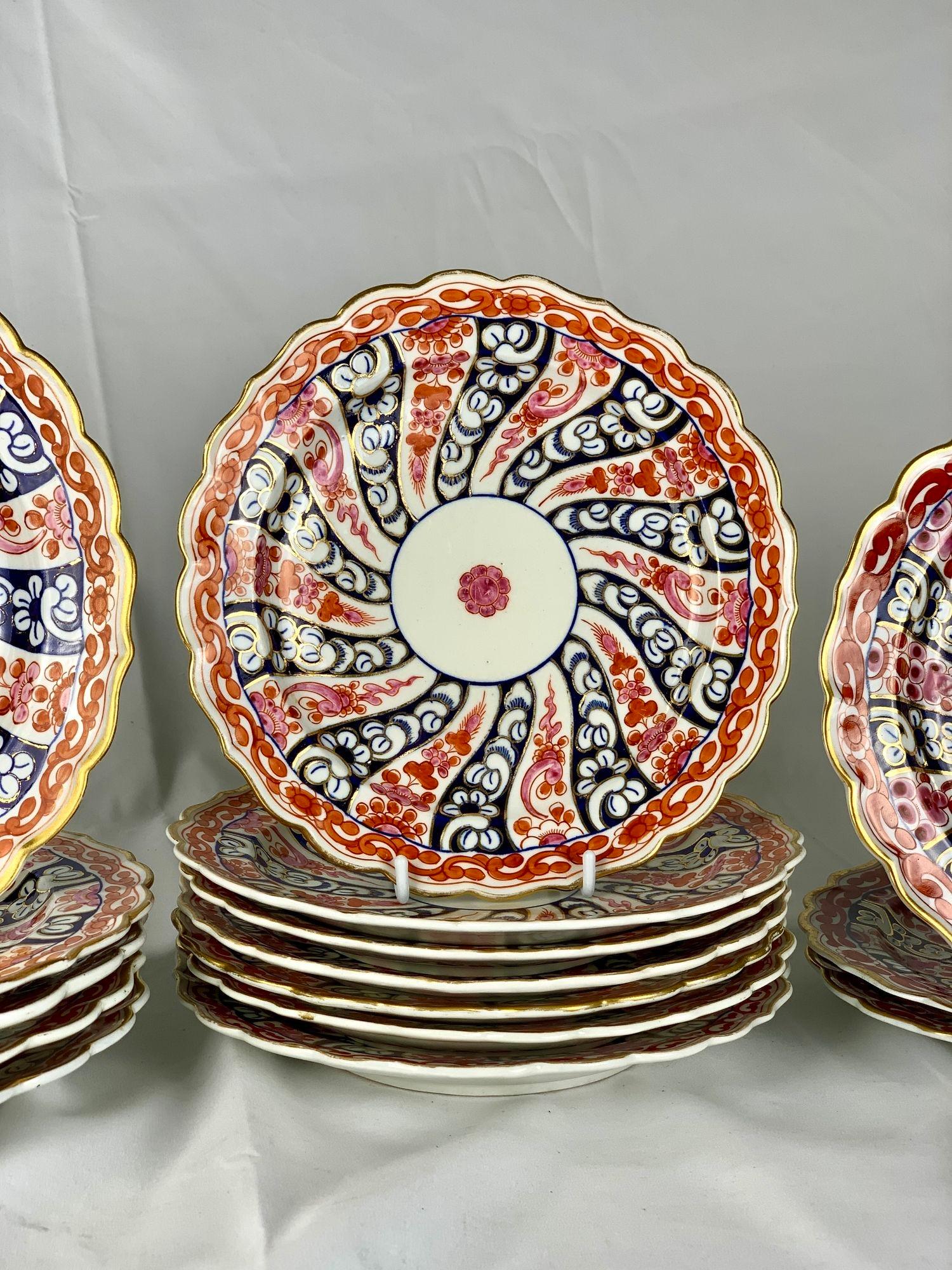 15pcs Antiguo Worcester Porcelana Platos Reina Charlotte Patrón Inglaterra C-1790 Jorge III