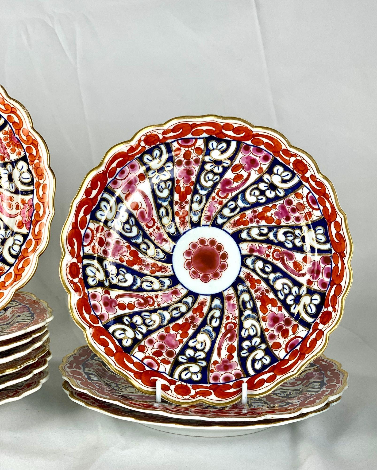 15pcs Antiguo Worcester Porcelana Platos Reina Charlotte Patrón Inglaterra C-1790 Inglés