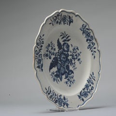 Antiker Worchester-Porzellanteller mit Blumenmuster, englisch, ca 1760-1770