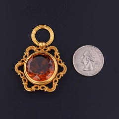 Antique Wordley Allsopp & Bliss 14K Gold Citrine Glass Pendant, Circa 1910