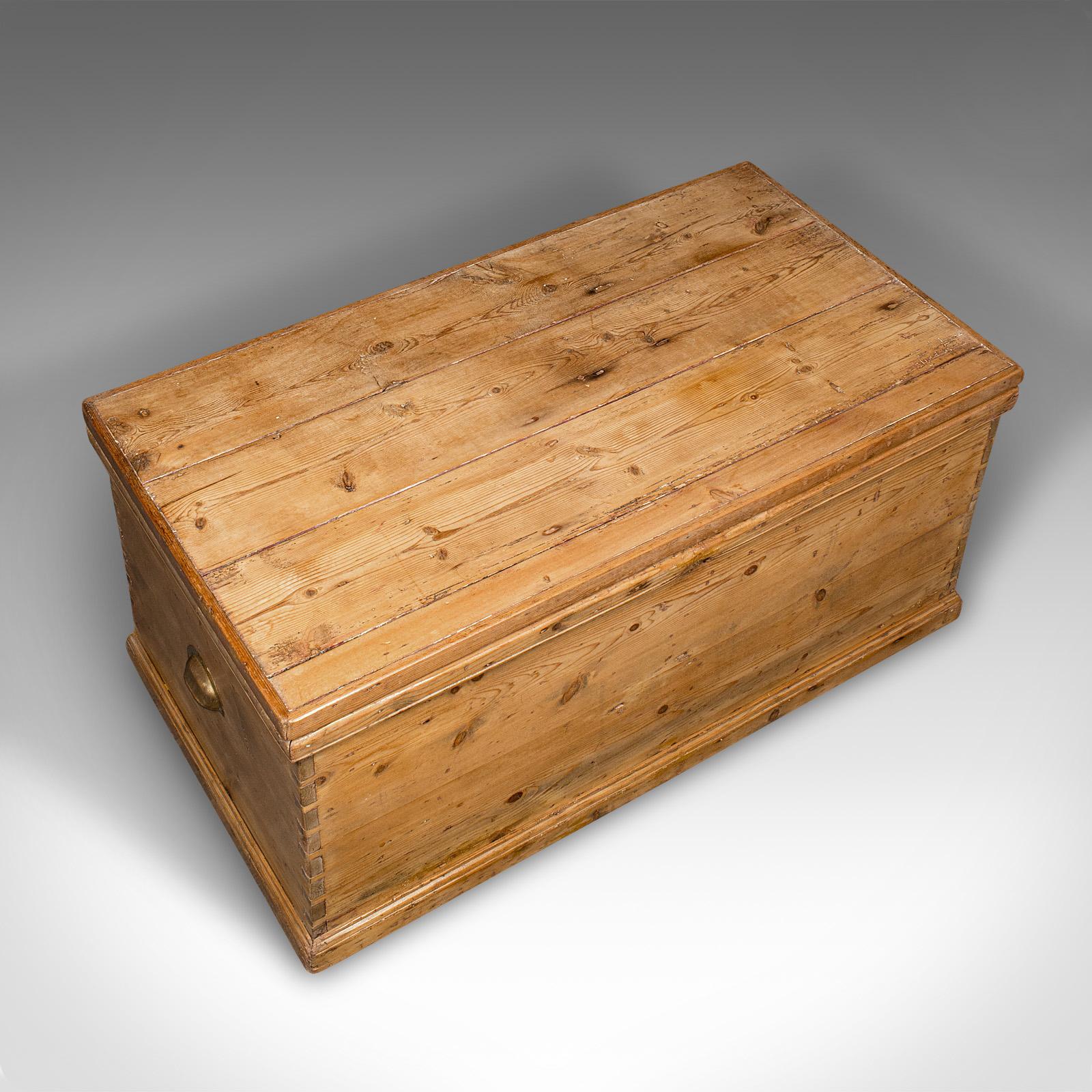 Antique Work Chest, English, Pine, Tool Trunk, Candlebox, Victorian, Circa 1900 For Sale 1