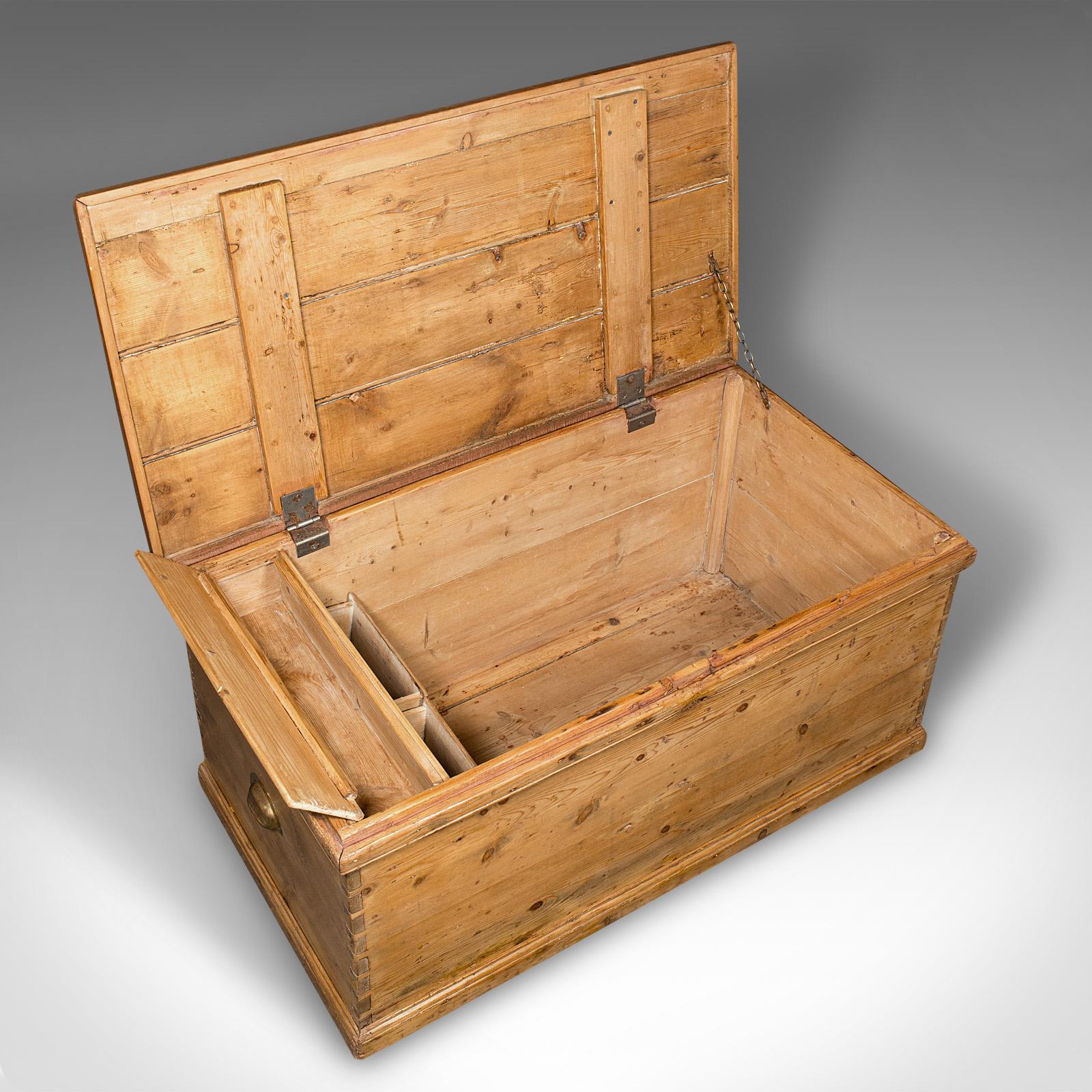 Antique Work Chest, English, Pine, Tool Trunk, Candlebox, Victorian, Circa 1900 For Sale 2