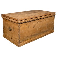 Used Work Chest, English, Pine, Tool Trunk, Candlebox, Victorian, Circa 1900