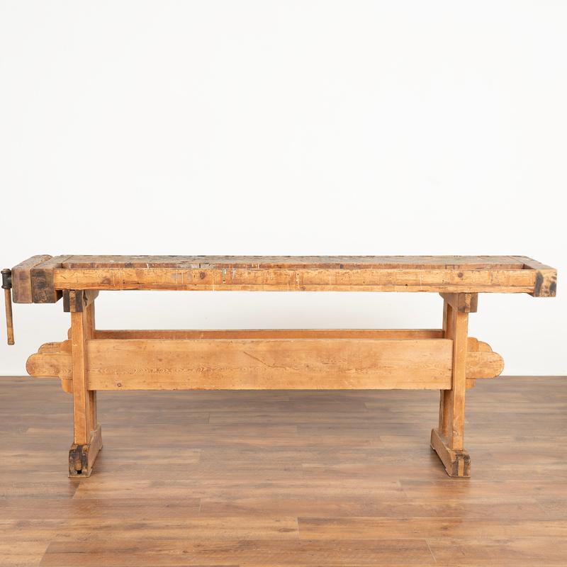 Danish Antique Work Table Old Carpenter's Workbench Rustic Console Table
